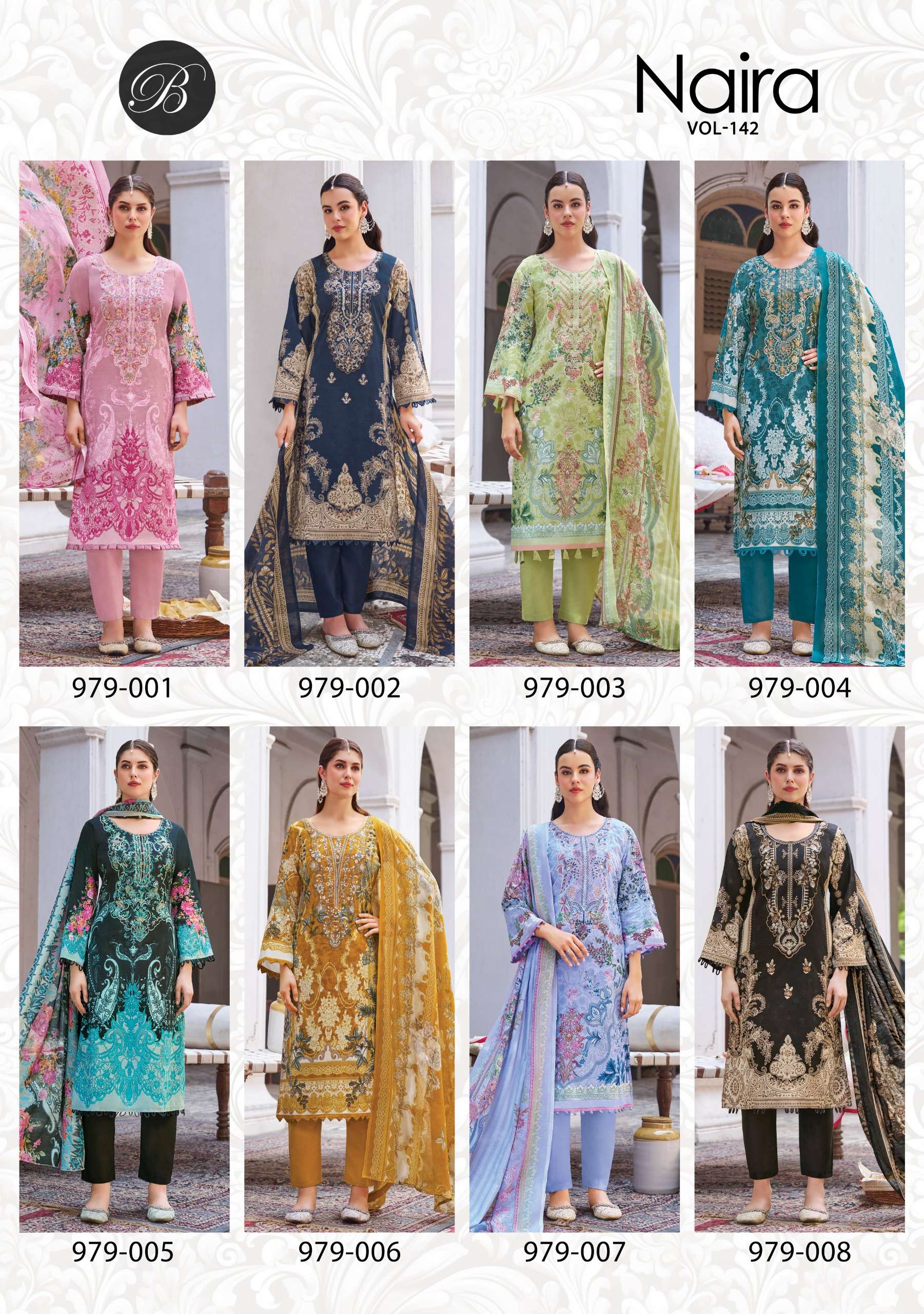 BELLIZA DESIGNER STUDIO NAIRA VOL 142 COTTON DIGITAL PRINTS WITH FANCY WORK SUIT