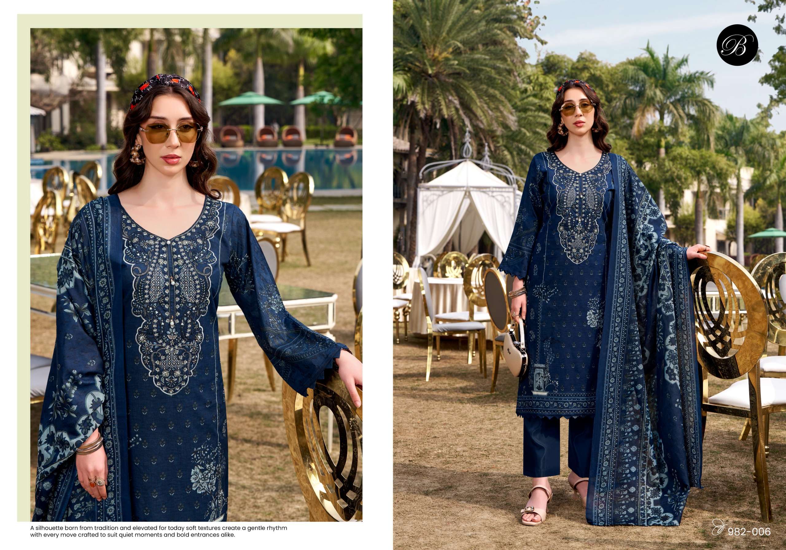 BELLIZA DESIGNER STUDIO NAIRA VOL 144 COTTON DIGITAL PRINTS WITH FANCY WORK SUIT