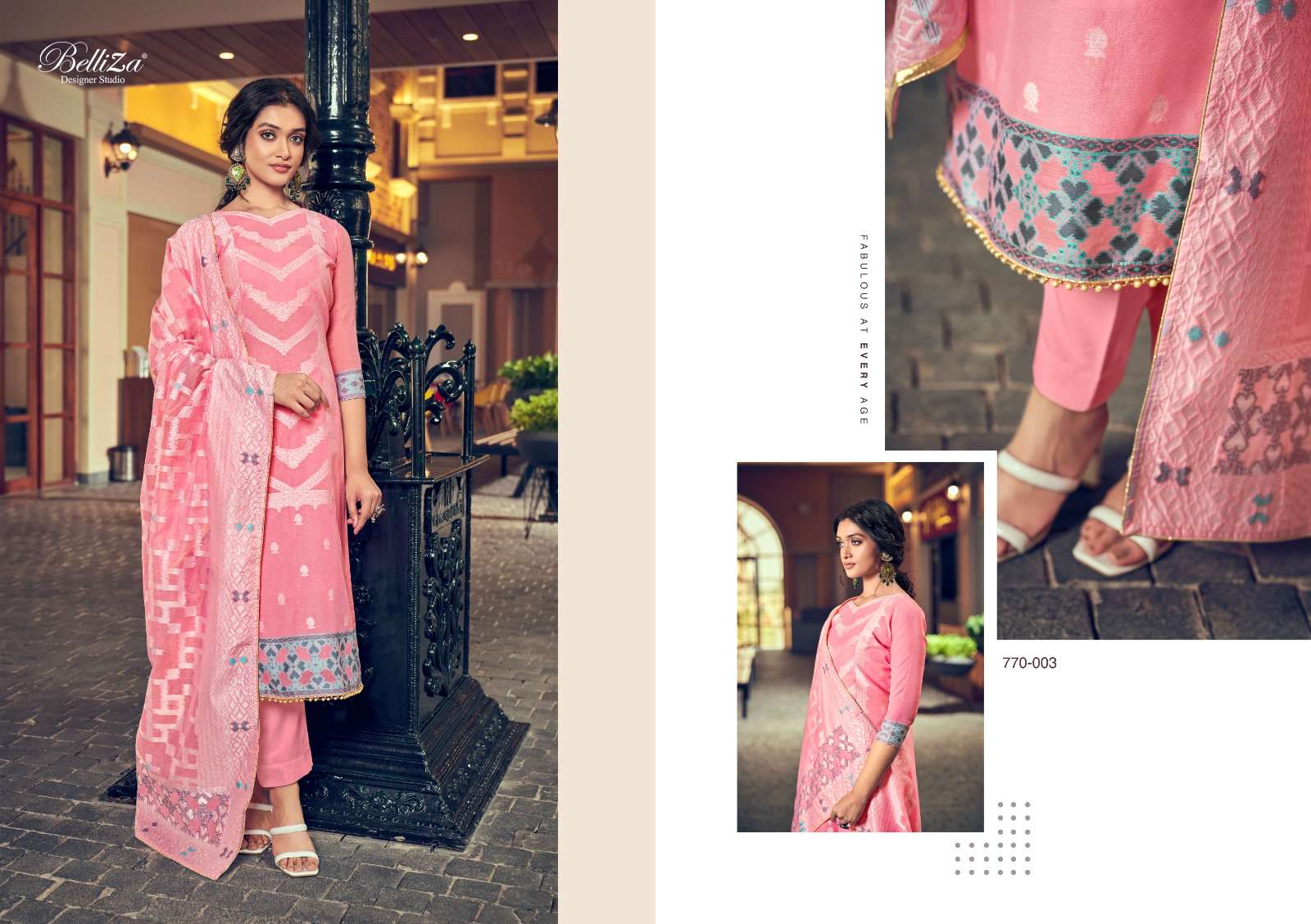 BELLIZA DESIGNER STUDIO ODHNI COTTON JACQUARD FANCY WORK SUIT