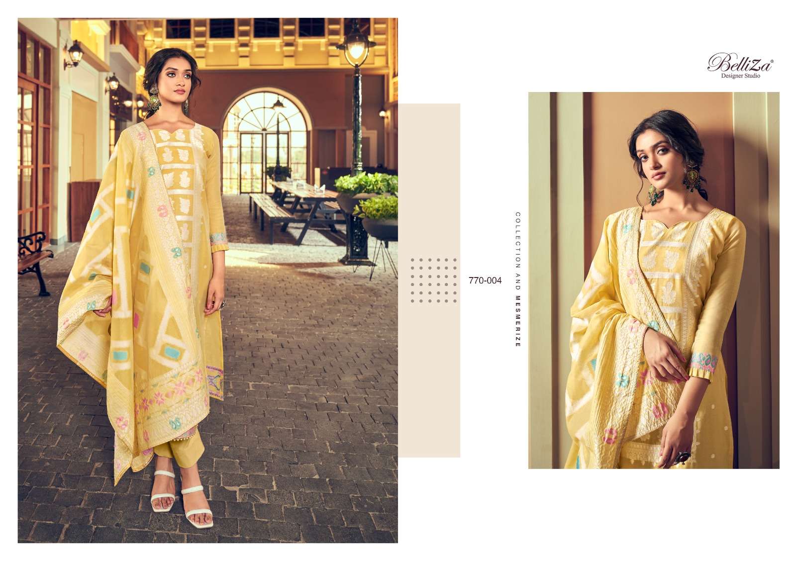 BELLIZA DESIGNER STUDIO ODHNI COTTON JACQUARD FANCY WORK SUIT