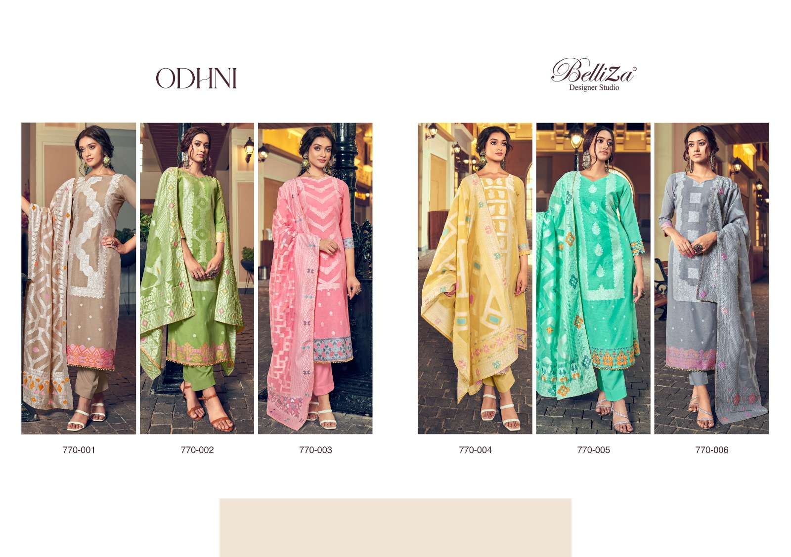 BELLIZA DESIGNER STUDIO ODHNI COTTON JACQUARD FANCY WORK SUIT
