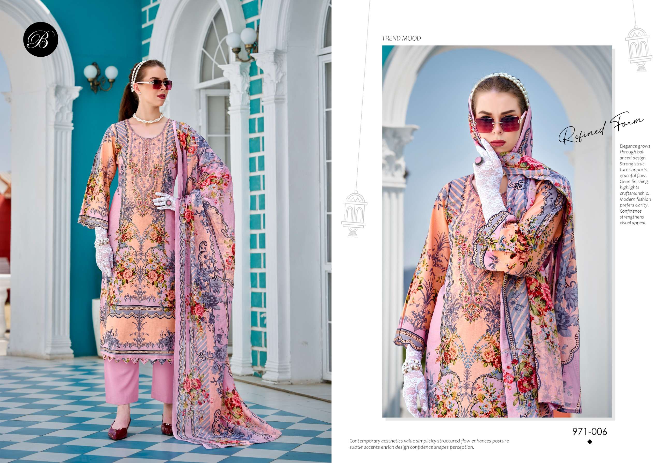 BELLIZA DESIGNER STUDIO RIWAYAT VOL 17 VISCOSE DIGITAL PRINT WITH FANCY WORK SUIT