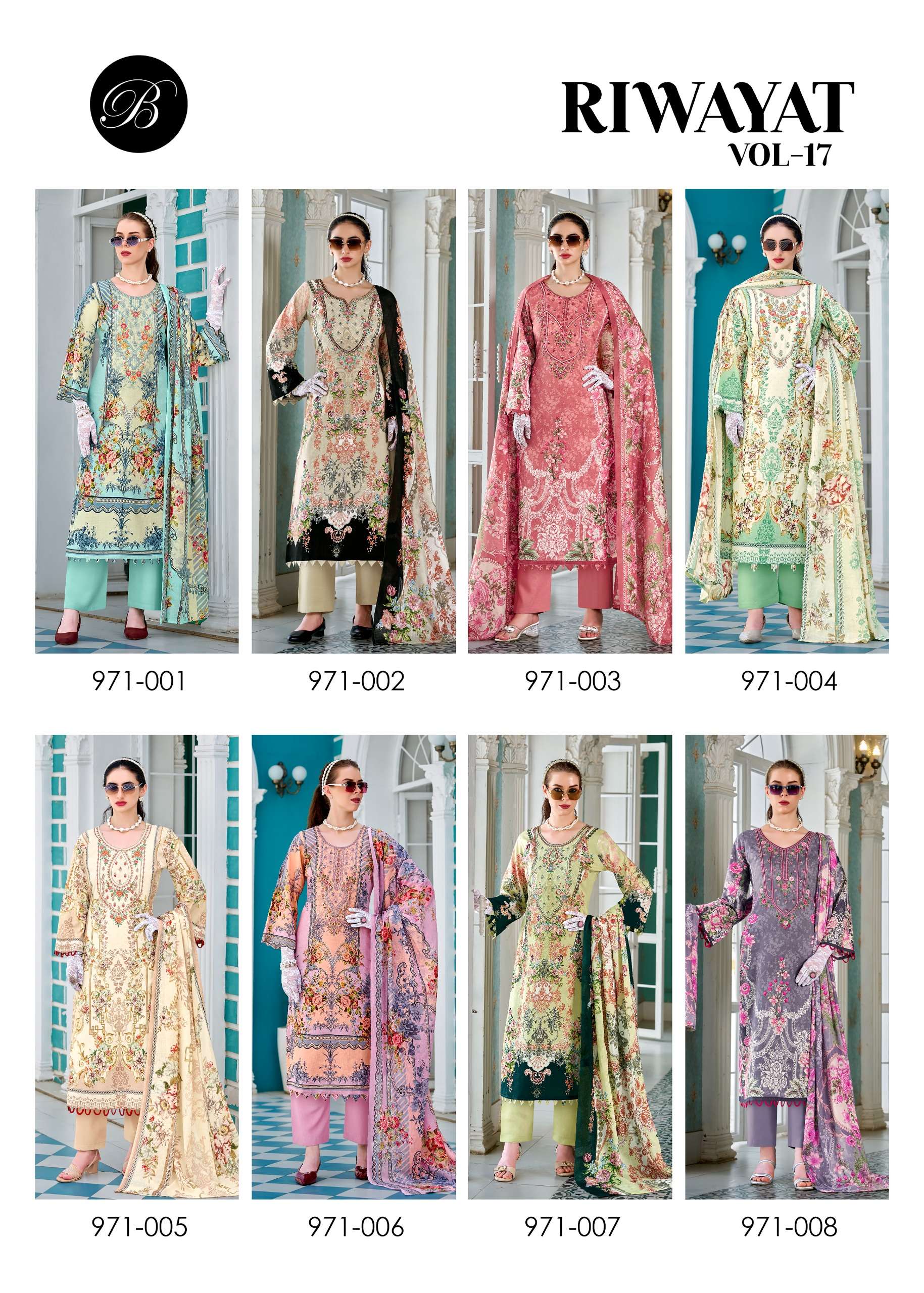 BELLIZA DESIGNER STUDIO RIWAYAT VOL 17 VISCOSE DIGITAL PRINT WITH FANCY WORK SUIT