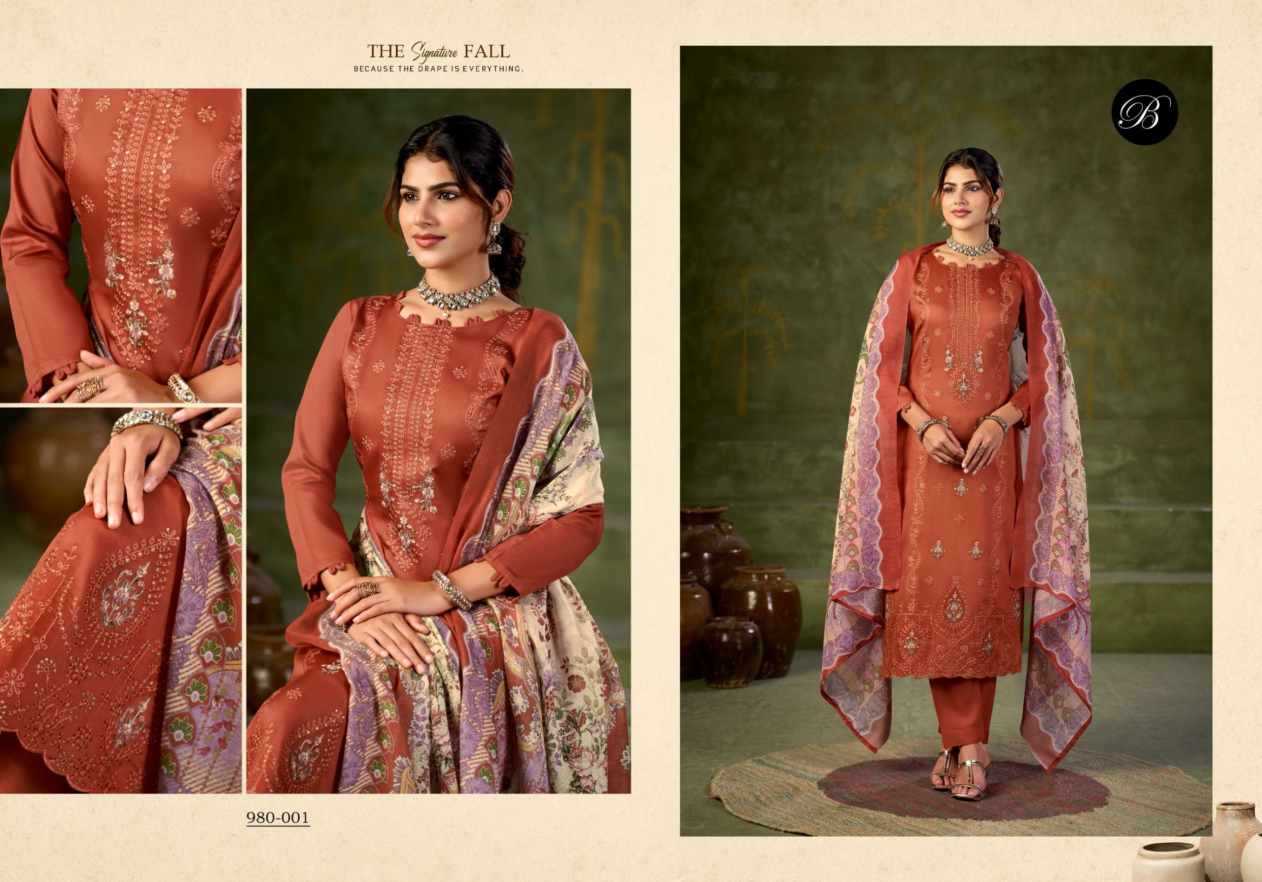 BELLIZA DESIGNER STUDIO ZARQASH VOL 18 JAM COTTON FANCY WORK LADIES SUIT