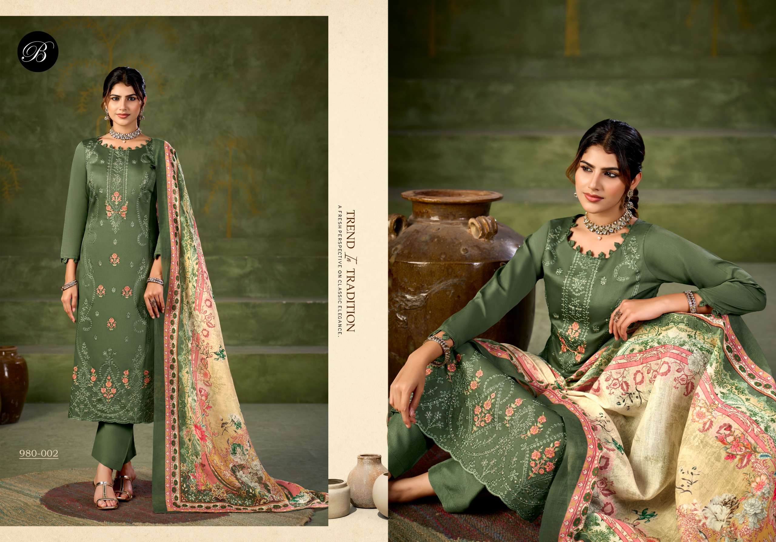 BELLIZA DESIGNER STUDIO ZARQASH VOL 18 JAM COTTON FANCY WORK LADIES SUIT