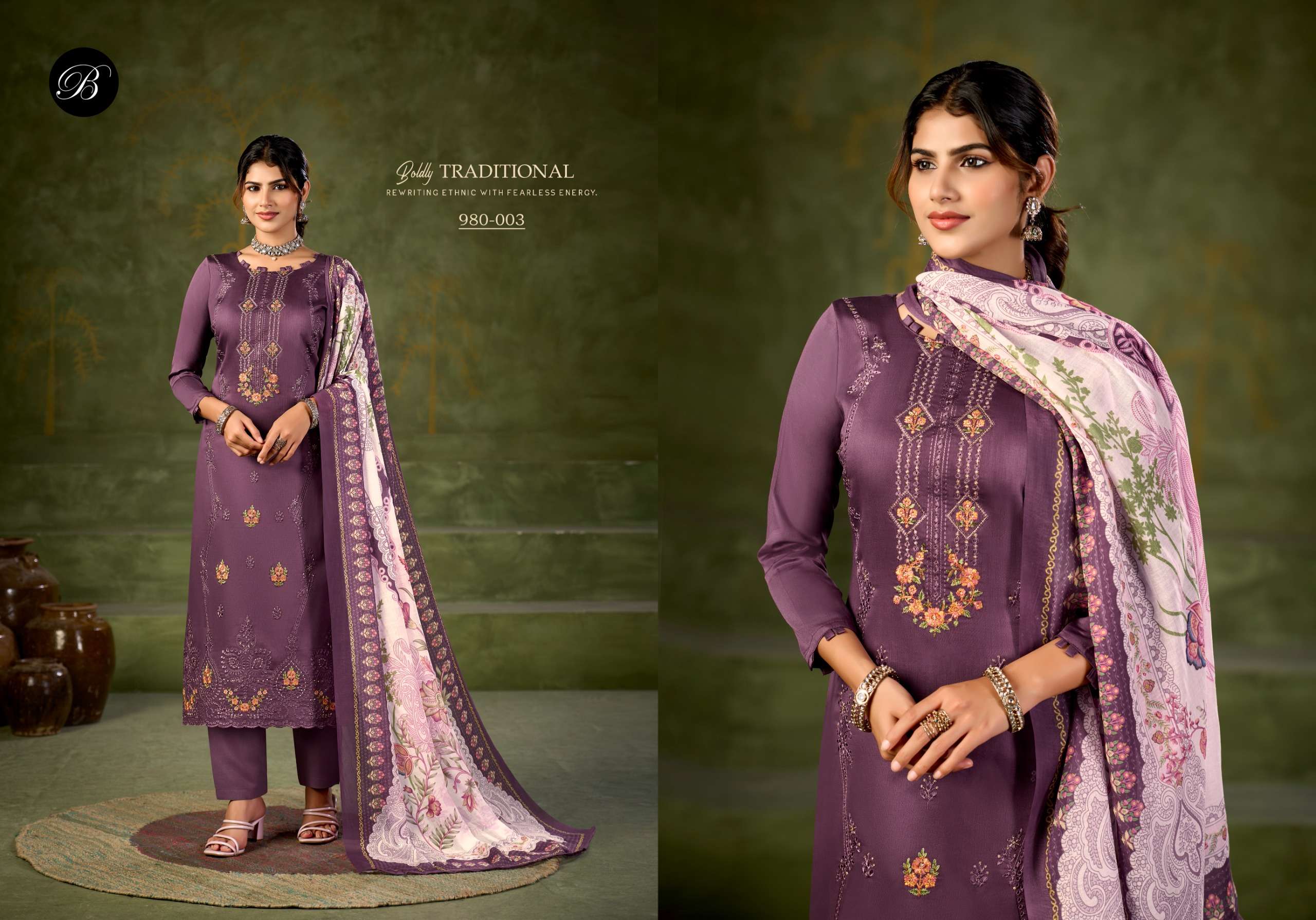 BELLIZA DESIGNER STUDIO ZARQASH VOL 18 JAM COTTON FANCY WORK LADIES SUIT
