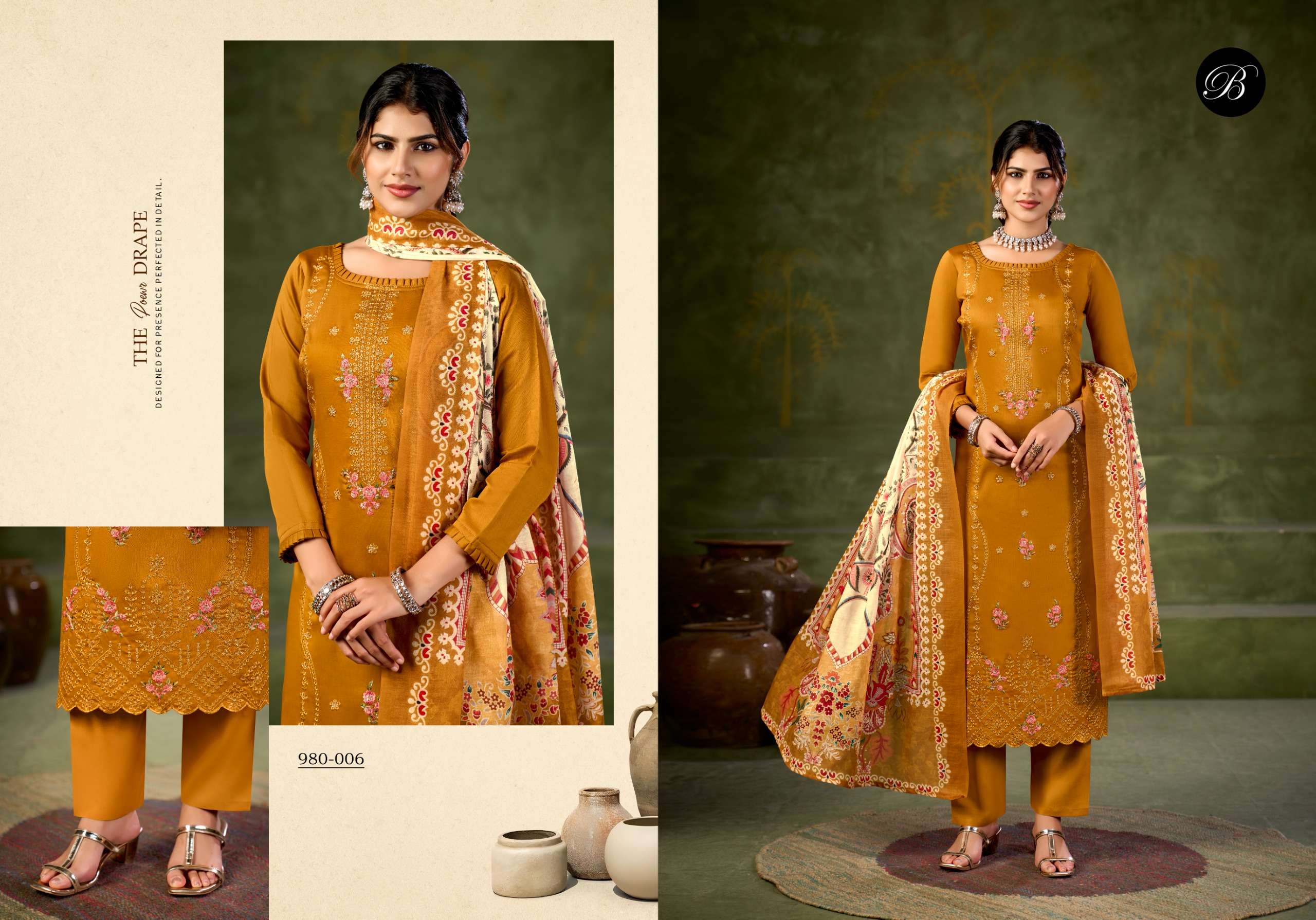 BELLIZA DESIGNER STUDIO ZARQASH VOL 18 JAM COTTON FANCY WORK LADIES SUIT