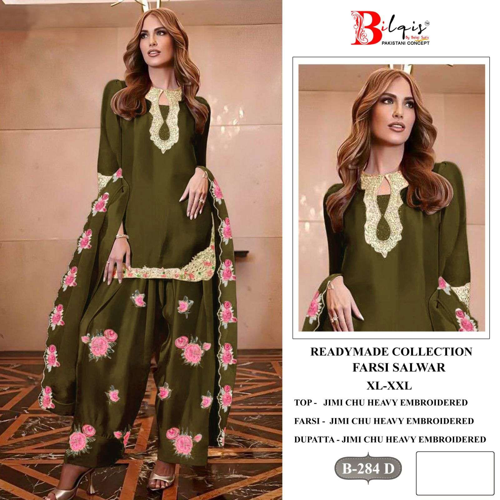 BILQIS B 284 HEAVY EMBROIDERED DESIGNER FESTIVE WEAR PAKISTANI SUIT