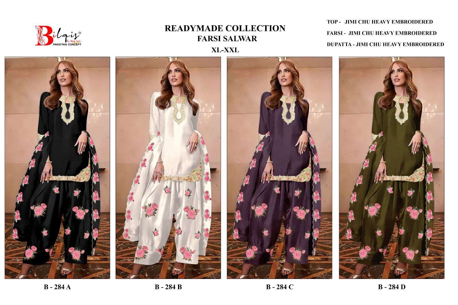 BILQIS B 284 HEAVY EMBROIDERED DESIGNER FESTIVE WEAR PAKISTANI SUIT