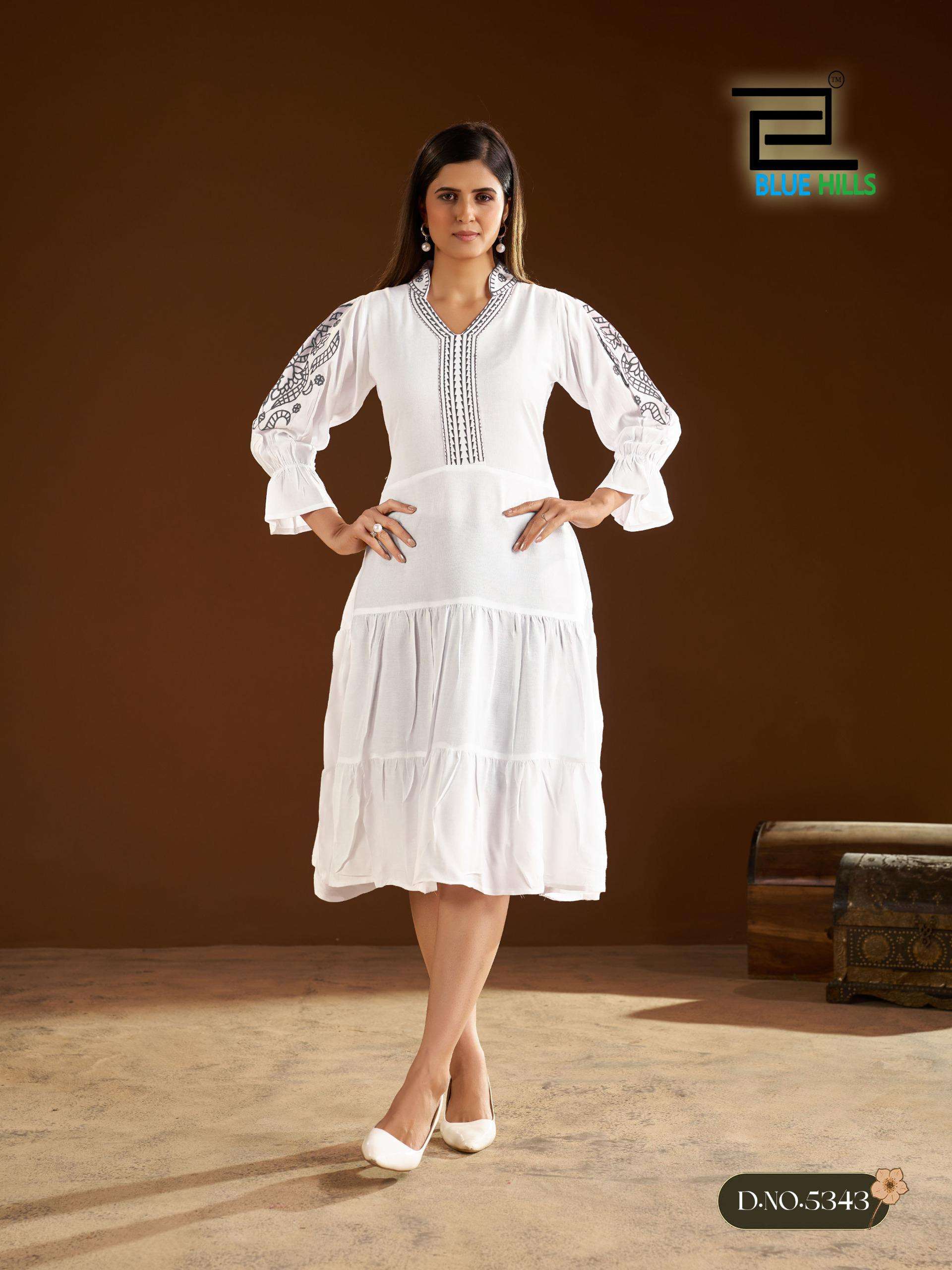 BLUE HILLS ANNA RAYON FANCY LOOKS SUMMER WEAR LADIES ONE PIECE DRESS 