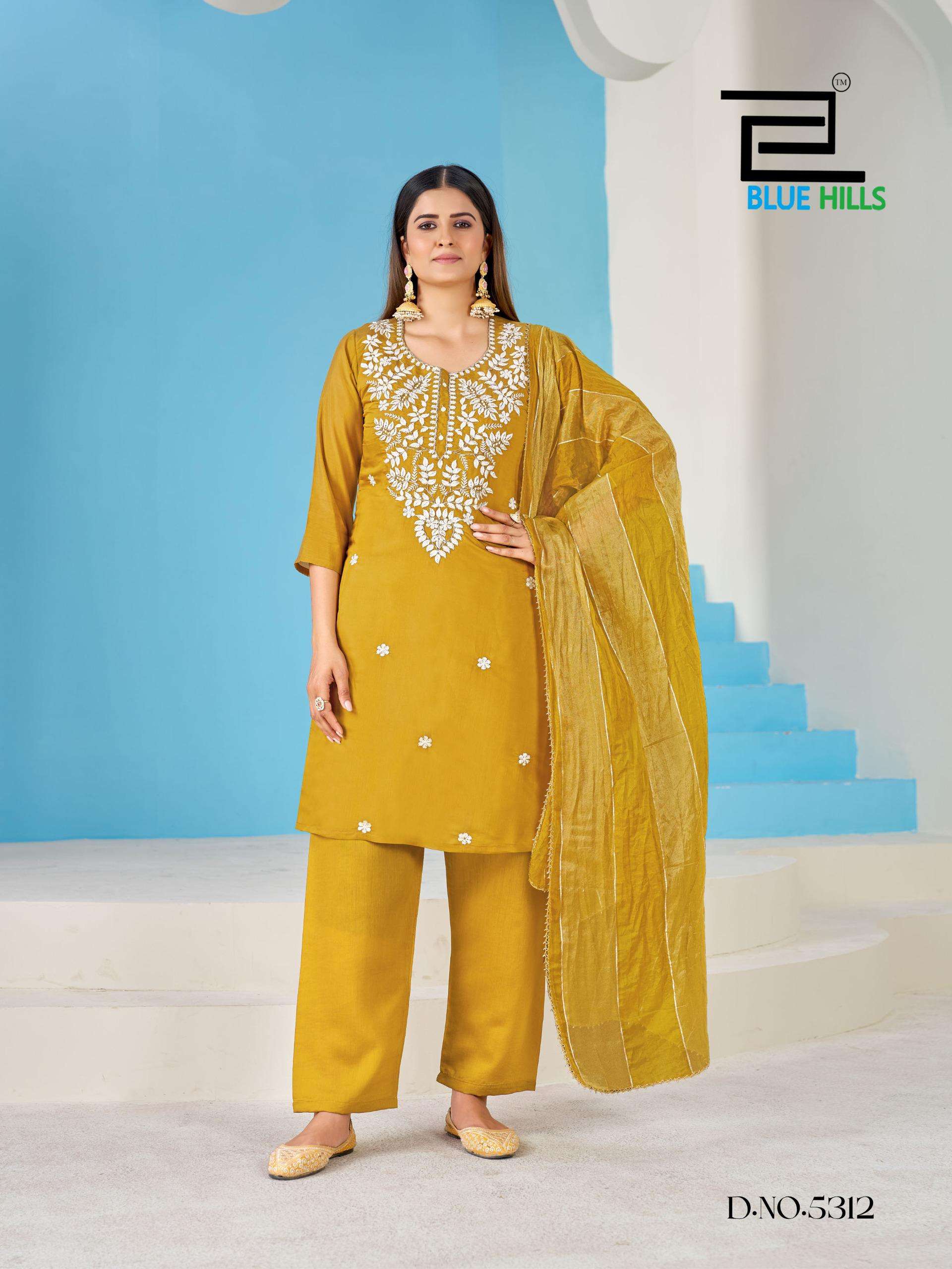 BLUE HILLS KALPANA CHANDERI SILK FANCY WORKS LADIES 3PCS SET COLLECTION 