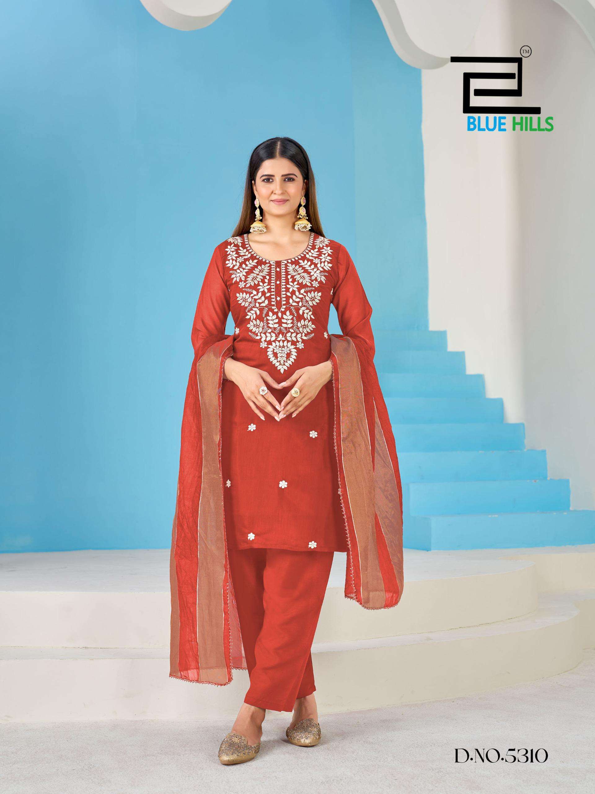 BLUE HILLS KALPANA CHANDERI SILK FANCY WORKS LADIES 3PCS SET COLLECTION 