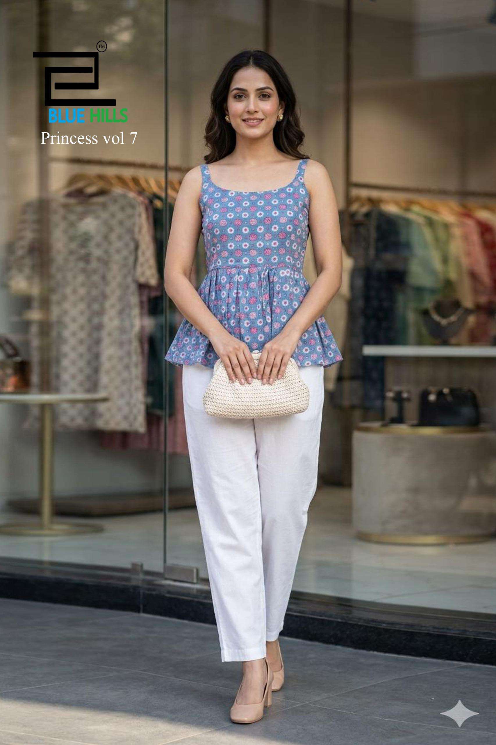 BLUE HILLS PRINCESS VOL 7 COTTON PRINTED LADIES SUMMER WEAR TOPS 