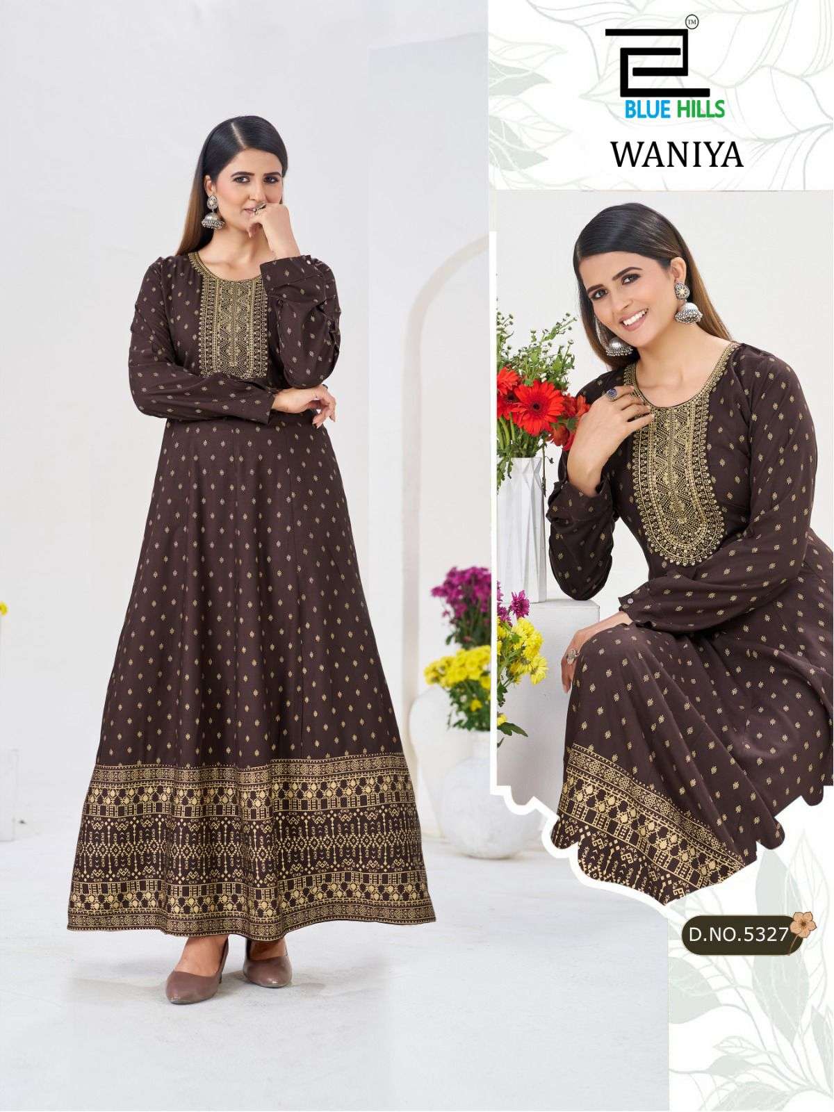 BLUE HILLS WANIYA RAYON FOIL PRINT ANARKALI GOWN STYLE LADIES GOWN
