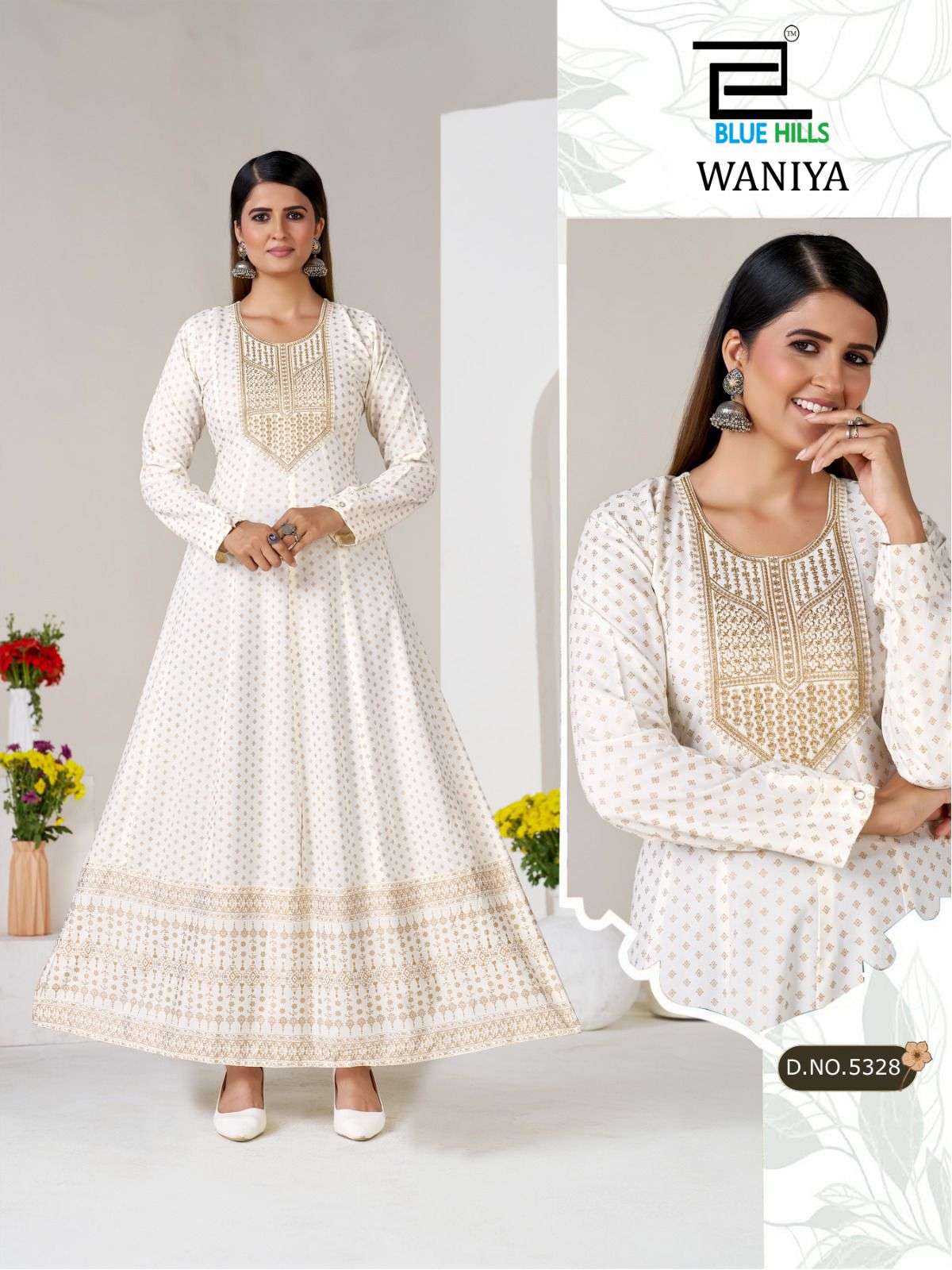 BLUE HILLS WANIYA RAYON FOIL PRINT ANARKALI GOWN STYLE LADIES GOWN