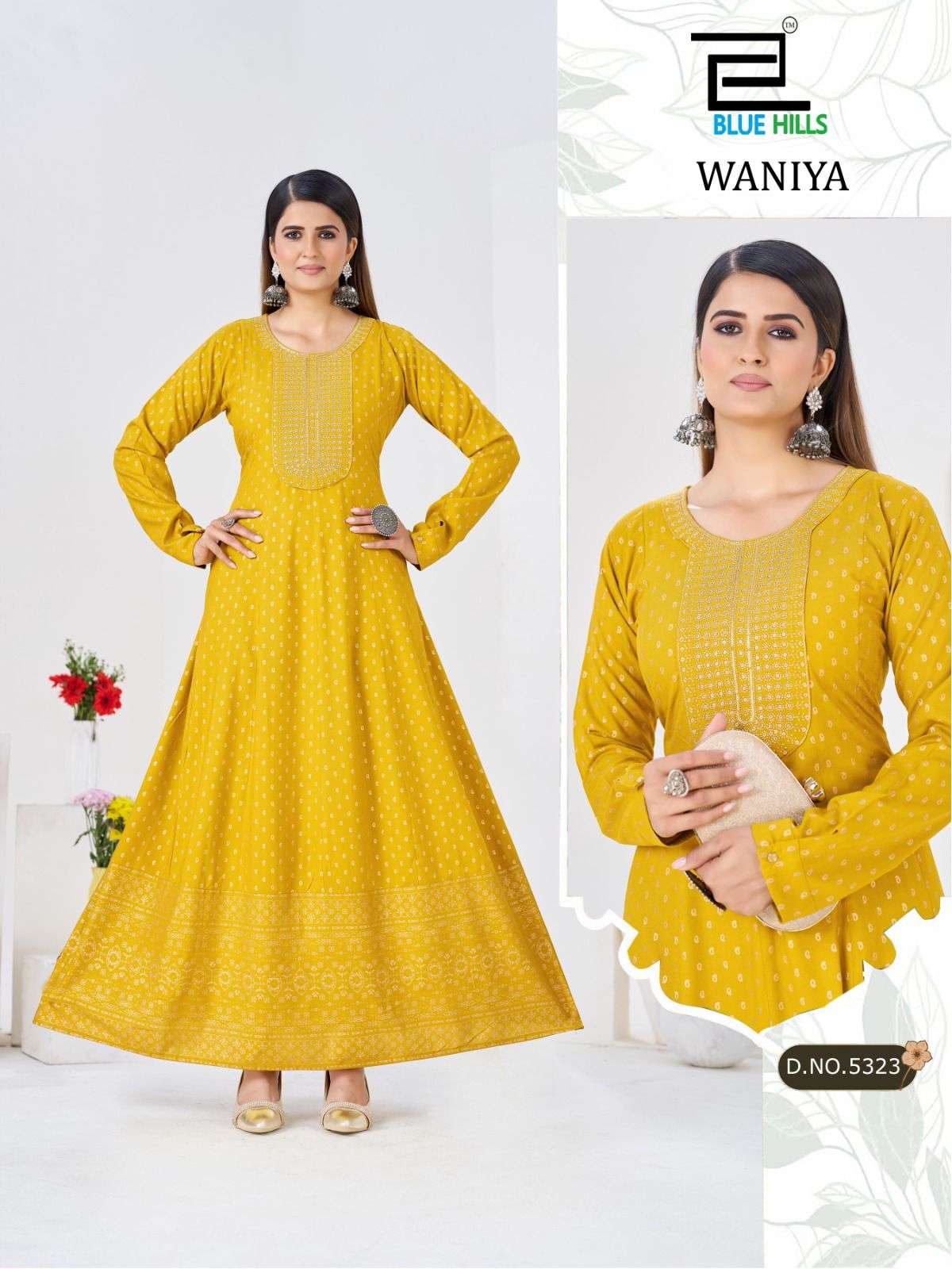 BLUE HILLS WANIYA RAYON FOIL PRINT ANARKALI GOWN STYLE LADIES GOWN