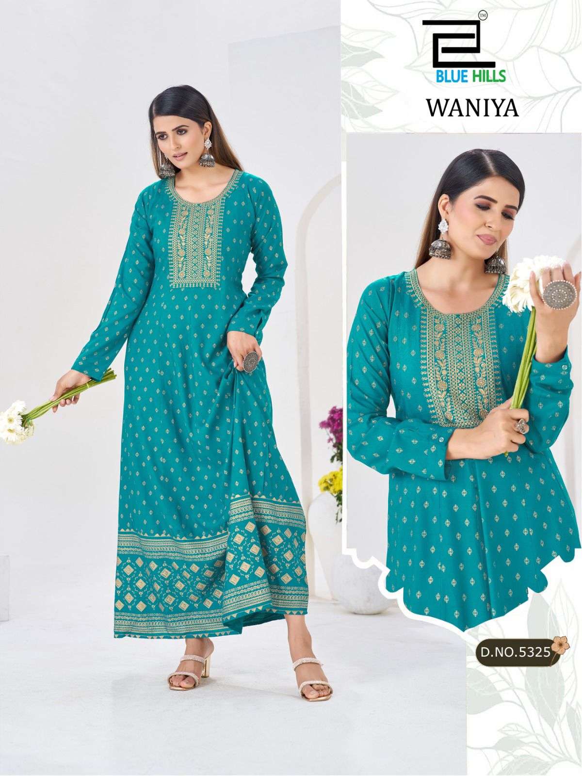 BLUE HILLS WANIYA RAYON FOIL PRINT ANARKALI GOWN STYLE LADIES GOWN