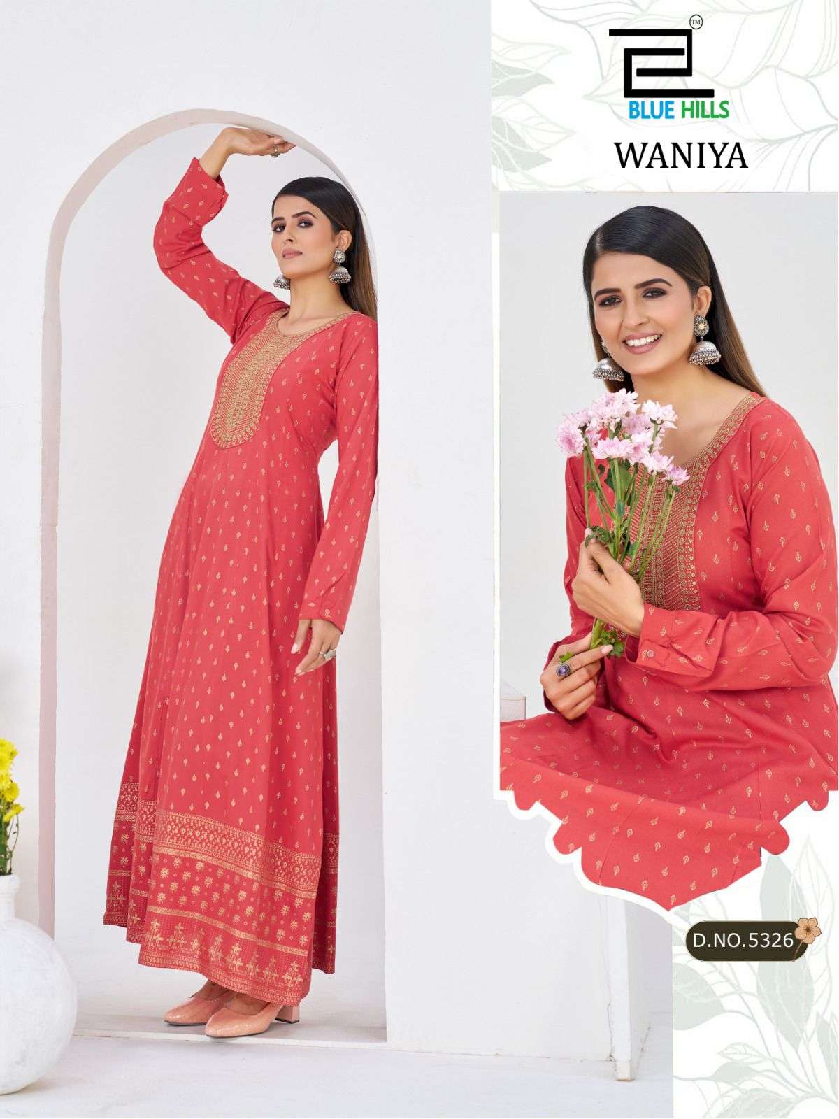 BLUE HILLS WANIYA RAYON FOIL PRINT ANARKALI GOWN STYLE LADIES GOWN