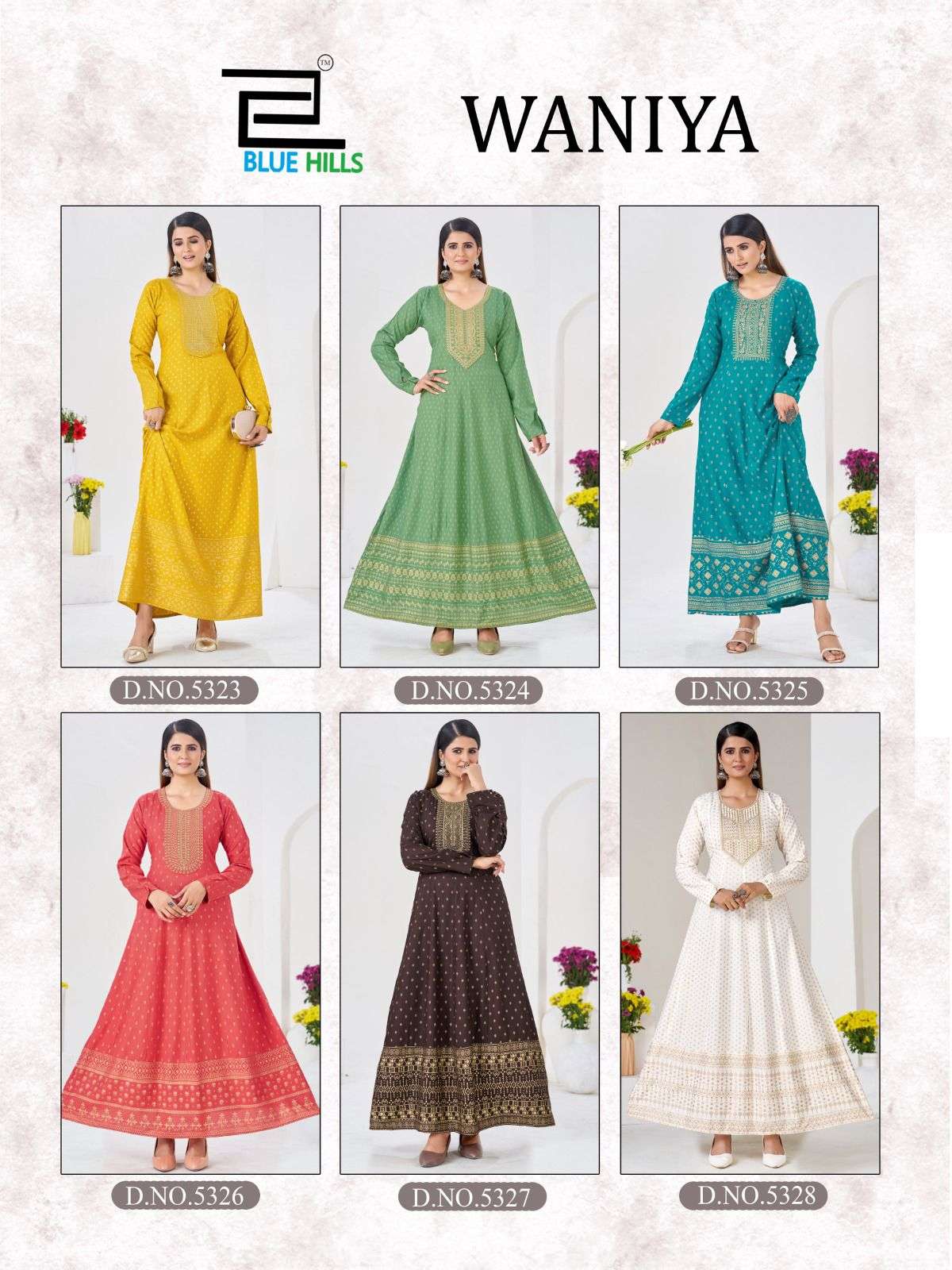 BLUE HILLS WANIYA RAYON FOIL PRINT ANARKALI GOWN STYLE LADIES GOWN