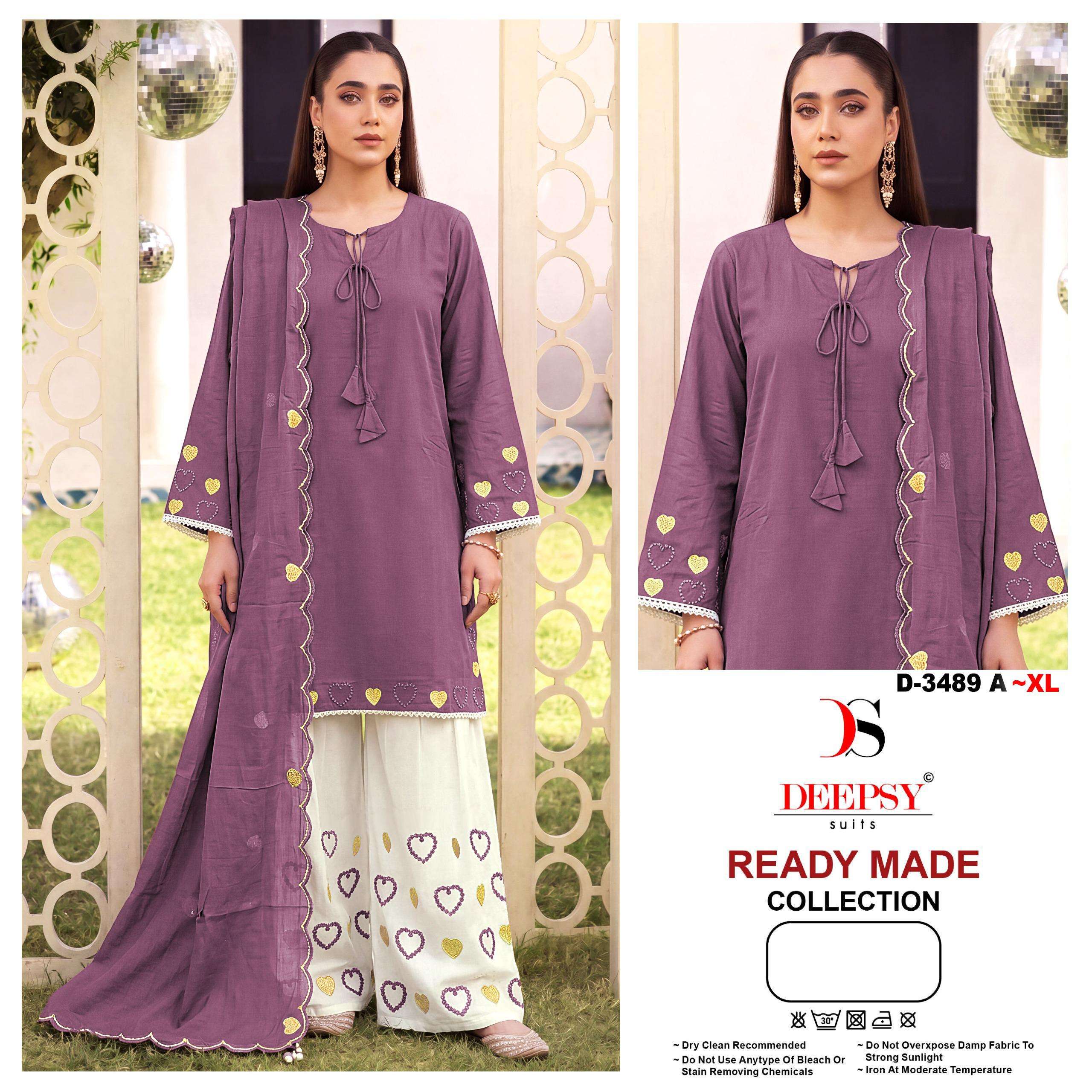 DEEPSY SUITS D NO 3489 COTTON EMBROIDERY DESIGNER READY MADE PAKISTANI SUIT