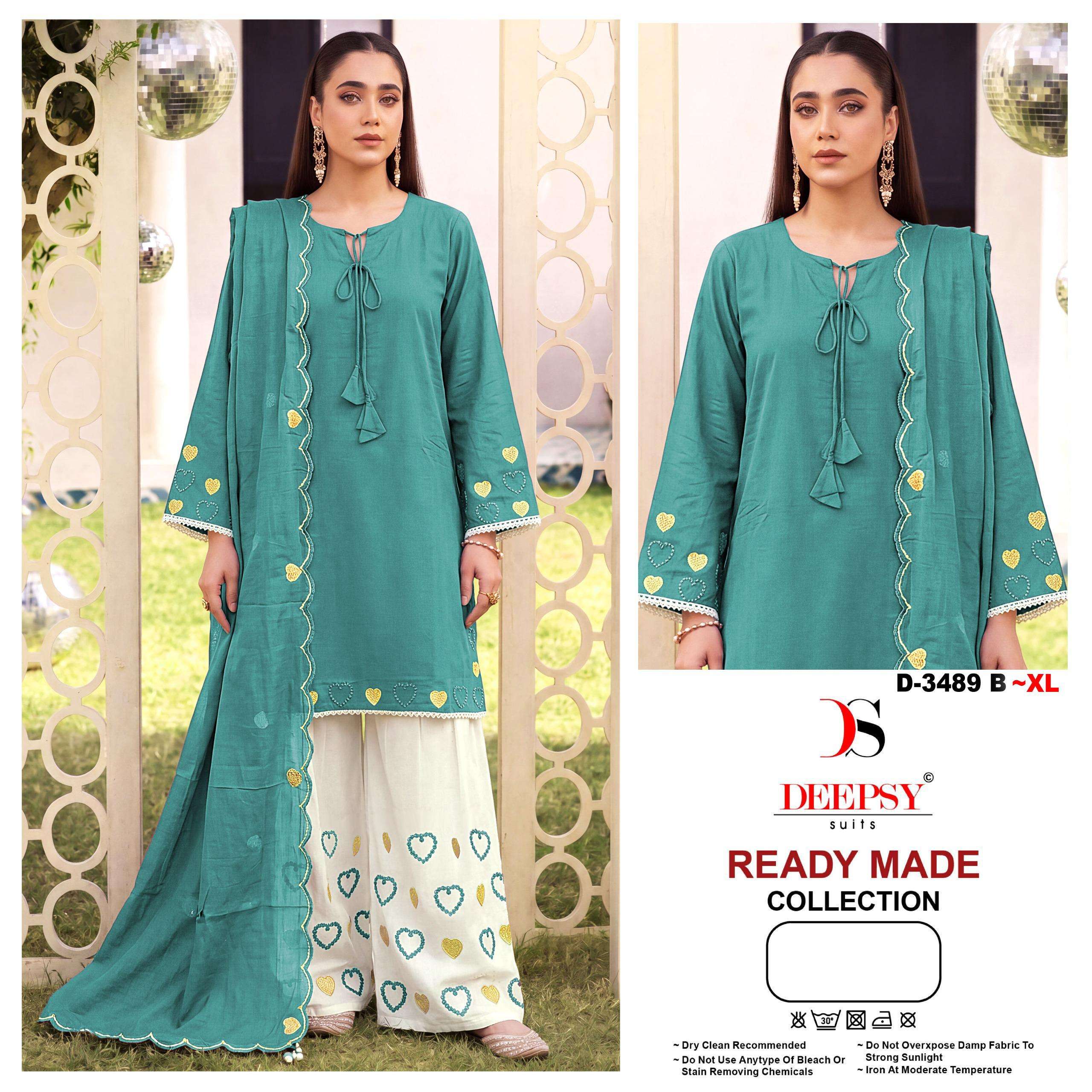 DEEPSY SUITS D NO 3489 COTTON EMBROIDERY DESIGNER READY MADE PAKISTANI SUIT