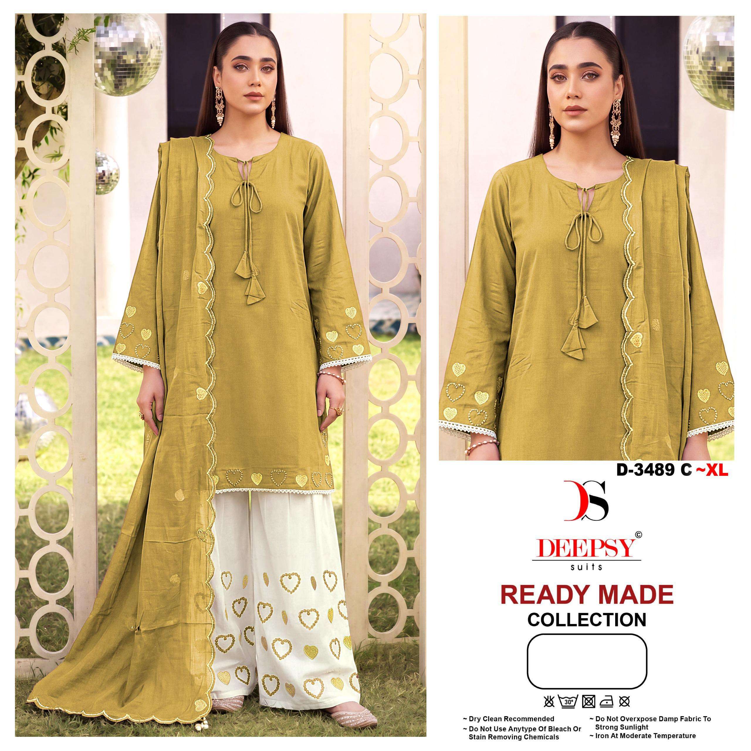 DEEPSY SUITS D NO 3489 COTTON EMBROIDERY DESIGNER READY MADE PAKISTANI SUIT