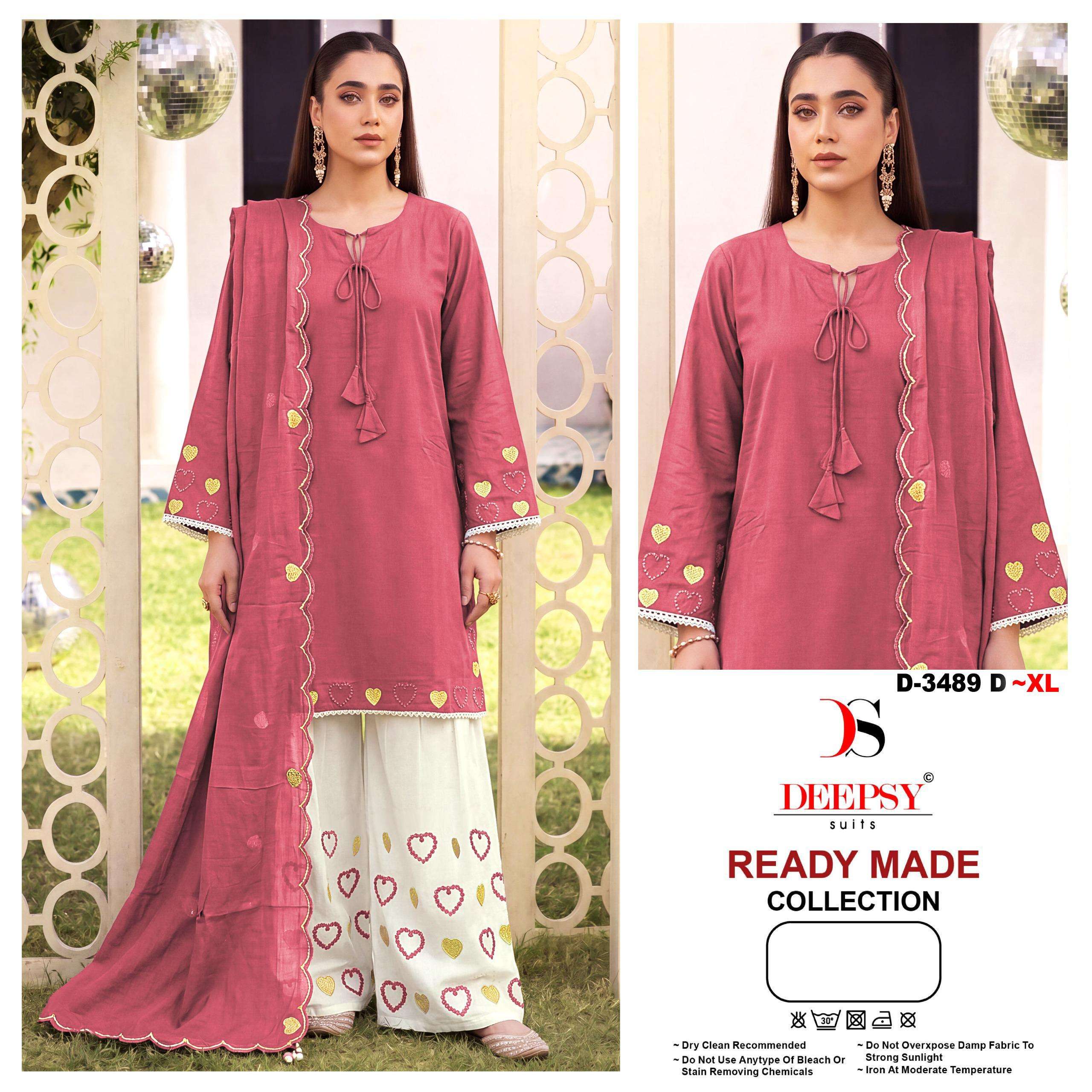 DEEPSY SUITS D NO 3489 COTTON EMBROIDERY DESIGNER READY MADE PAKISTANI SUIT
