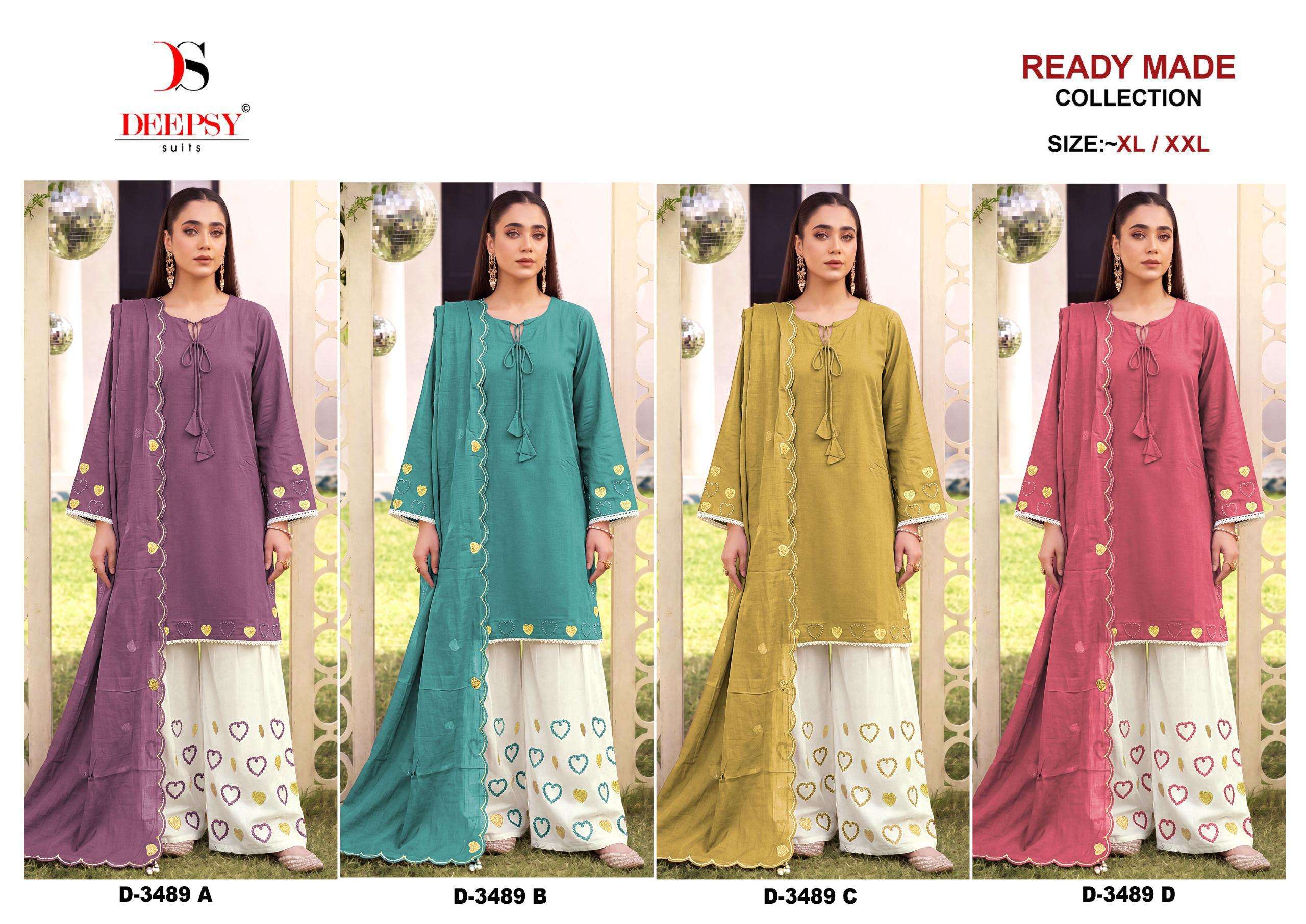 DEEPSY SUITS D NO 3489 COTTON EMBROIDERY DESIGNER READY MADE PAKISTANI SUIT
