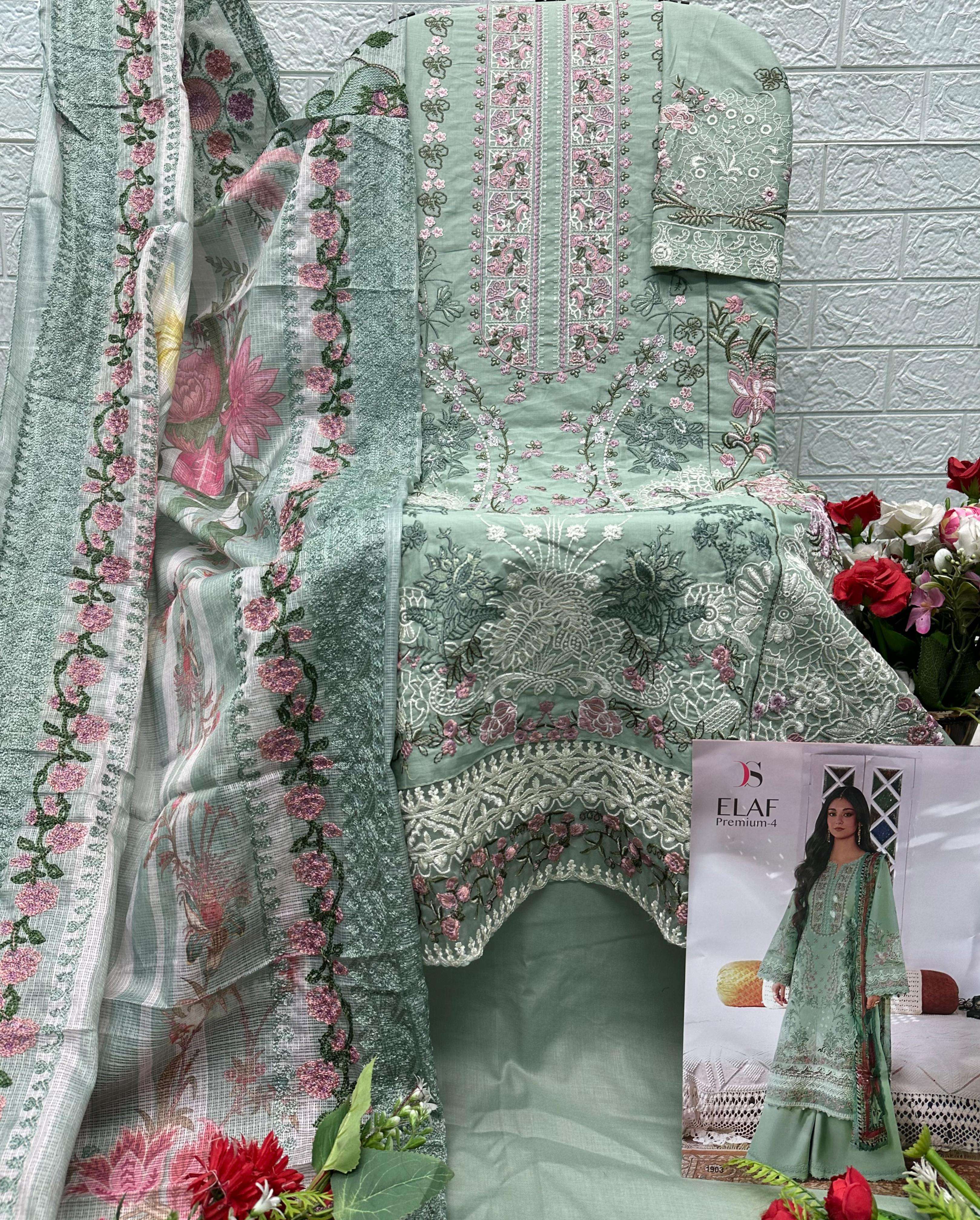 DEEPSY SUITS ELAF PREMIUM LUXURY LAWN COLLECTION VOL 4 COTTON HAVY EMBROIDERY DESIGNER WORK SUIT