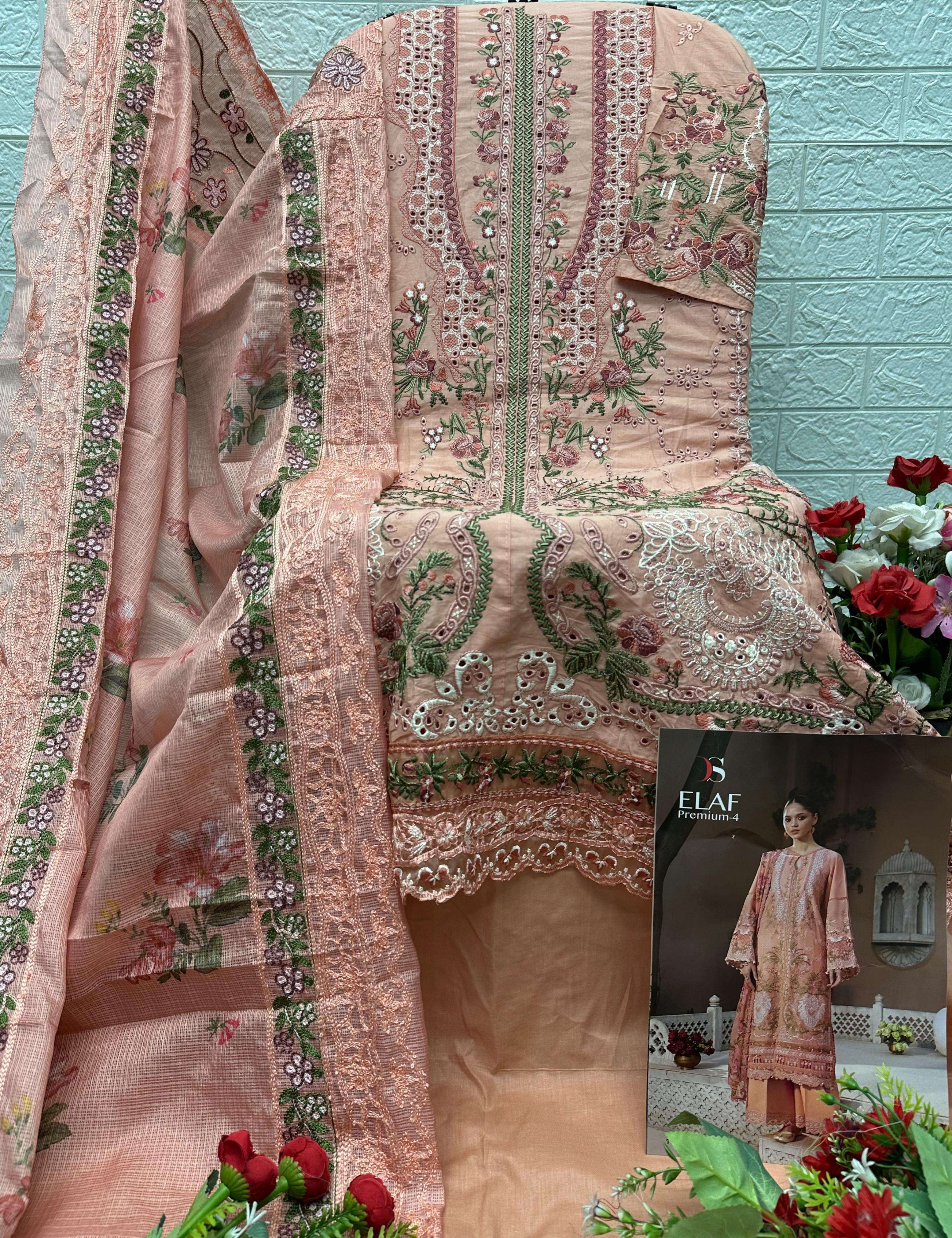 DEEPSY SUITS ELAF PREMIUM LUXURY LAWN COLLECTION VOL 4 COTTON HAVY EMBROIDERY DESIGNER WORK SUIT