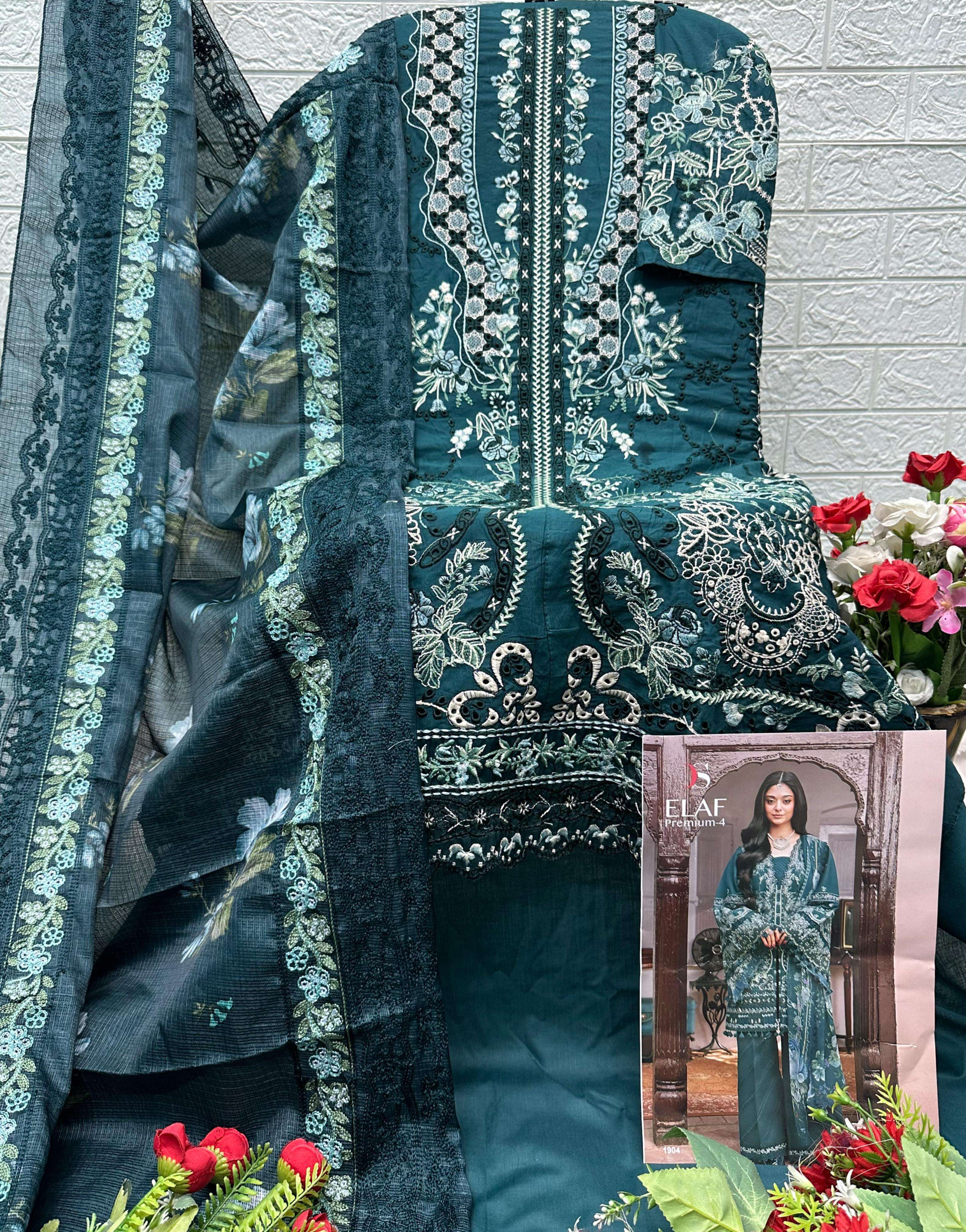 DEEPSY SUITS ELAF PREMIUM LUXURY LAWN COLLECTION VOL 4 COTTON HAVY EMBROIDERY DESIGNER WORK SUIT