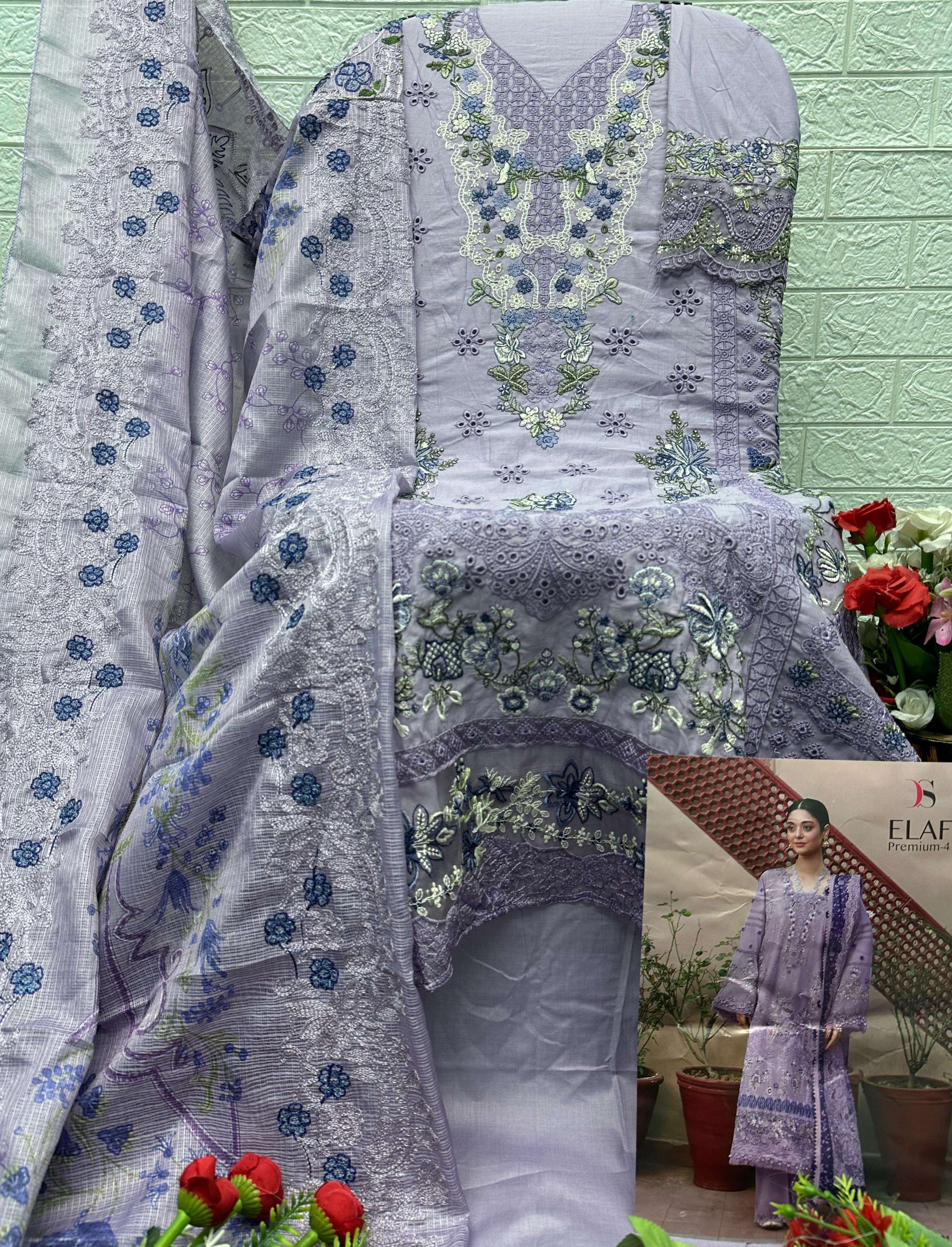DEEPSY SUITS ELAF PREMIUM LUXURY LAWN COLLECTION VOL 4 COTTON HAVY EMBROIDERY DESIGNER WORK SUIT