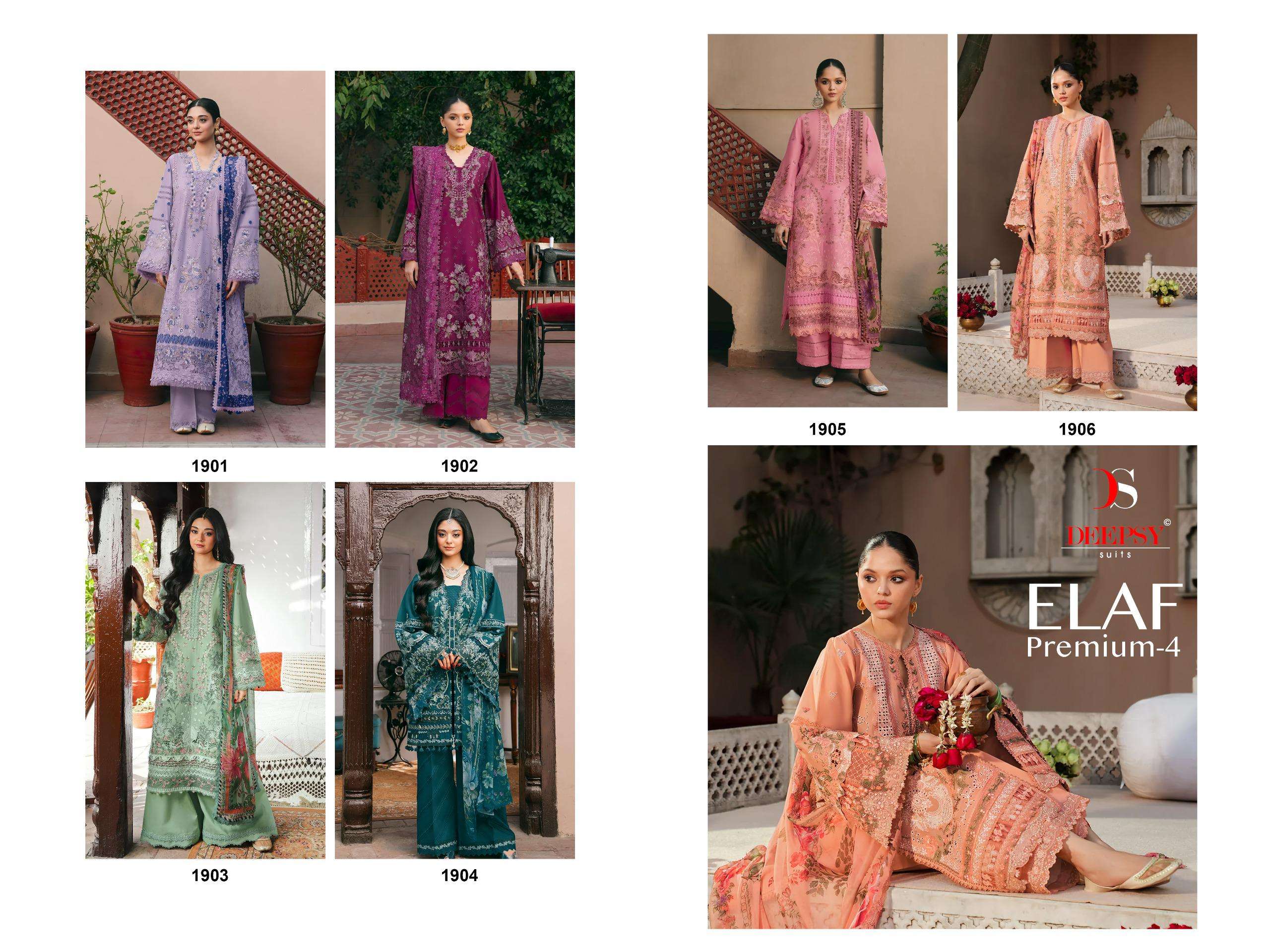 DEEPSY SUITS ELAF PREMIUM LUXURY LAWN COLLECTION VOL 4 COTTON HAVY EMBROIDERY DESIGNER WORK SUIT