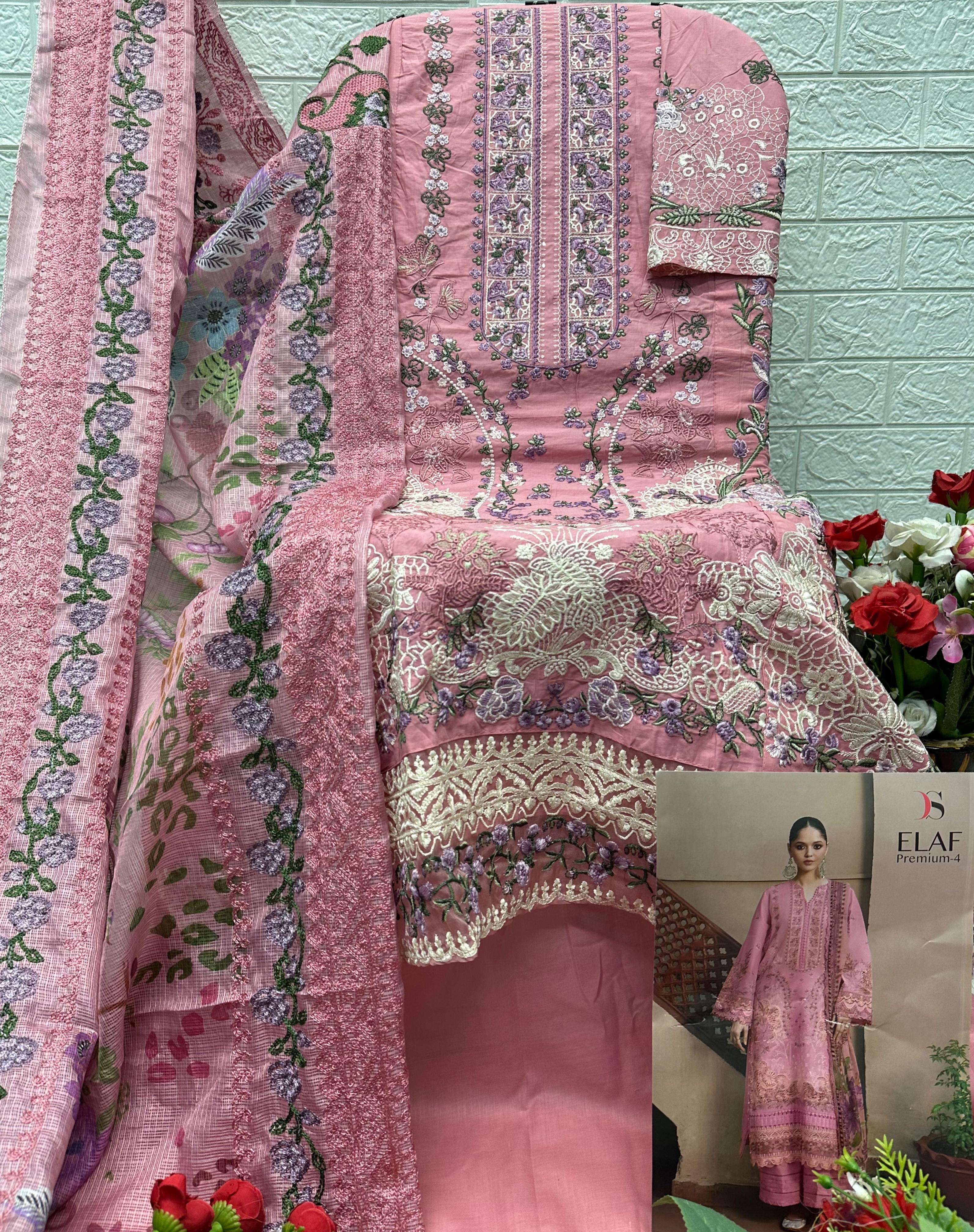 DEEPSY SUITS ELAF PREMIUM LUXURY LAWN COLLECTION VOL 4 COTTON HAVY EMBROIDERY DESIGNER WORK SUIT