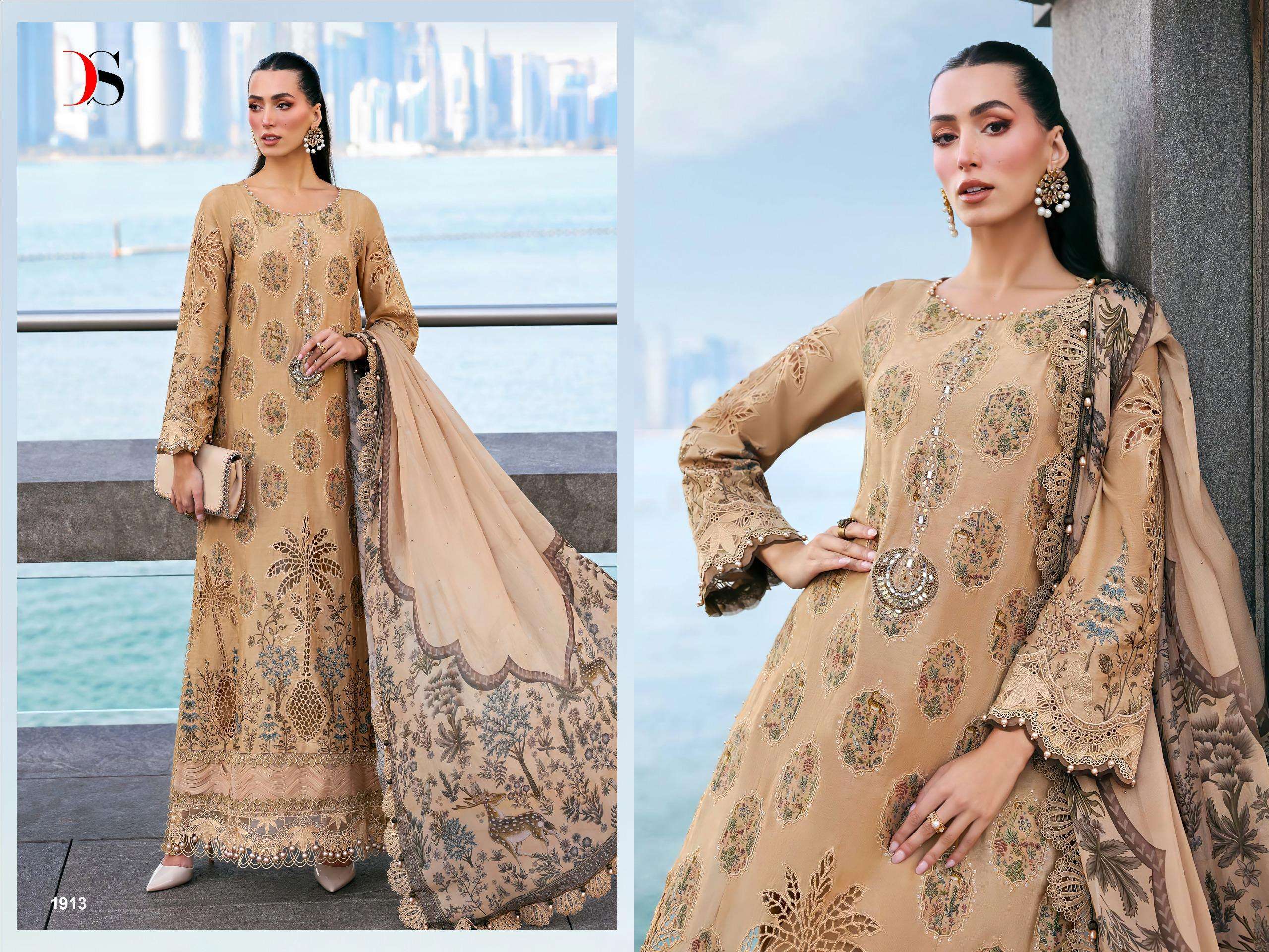 DEEPSY SUITS MARIA B PREMIUM EMBROIDERED VOL 4 COTTON HEAVY EMBROIDERY DESIGNER WORKS PAKISTANI SUIT