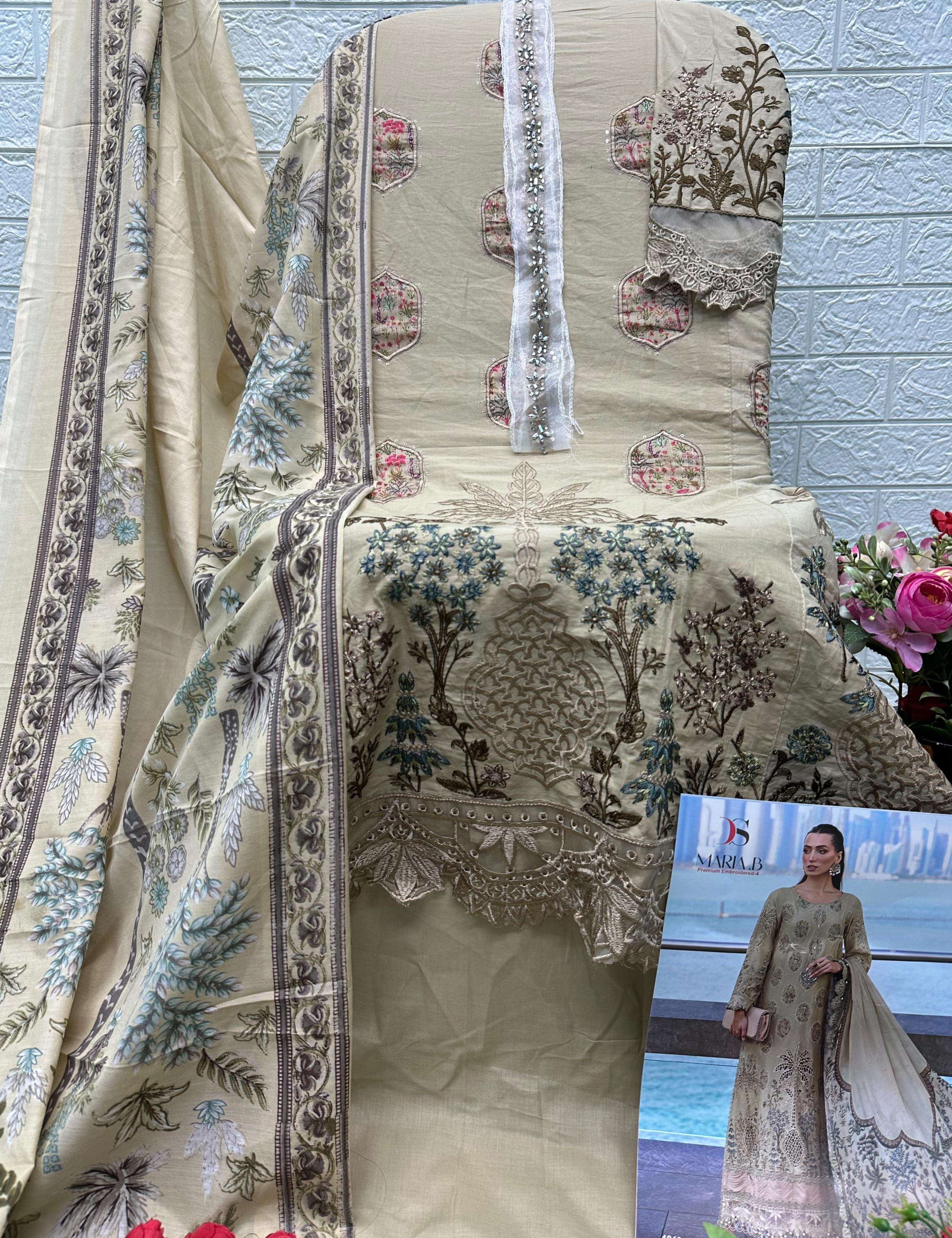 DEEPSY SUITS MARIA B PREMIUM EMBROIDERED VOL 4 COTTON HEAVY EMBROIDERY DESIGNER WORKS PAKISTANI SUIT