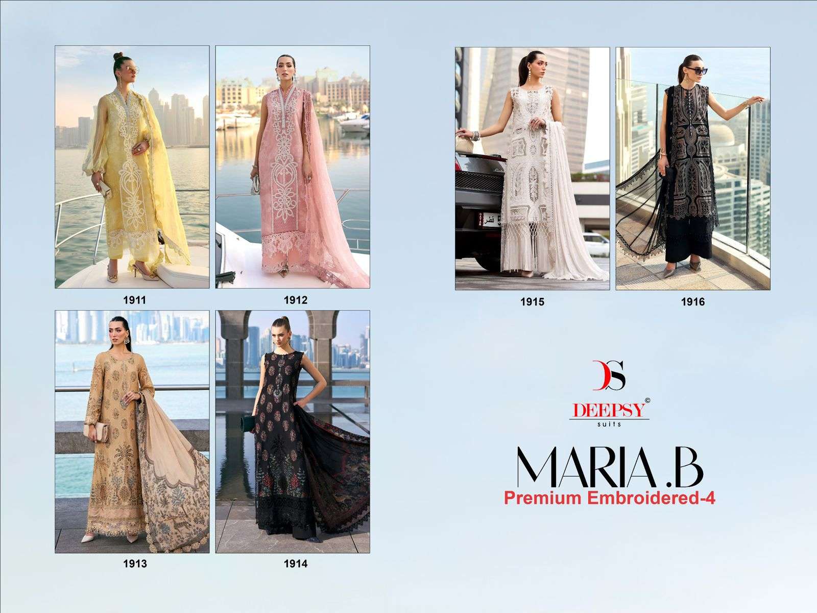 DEEPSY SUITS MARIA B PREMIUM EMBROIDERED VOL 4 COTTON HEAVY EMBROIDERY DESIGNER WORKS PAKISTANI SUIT