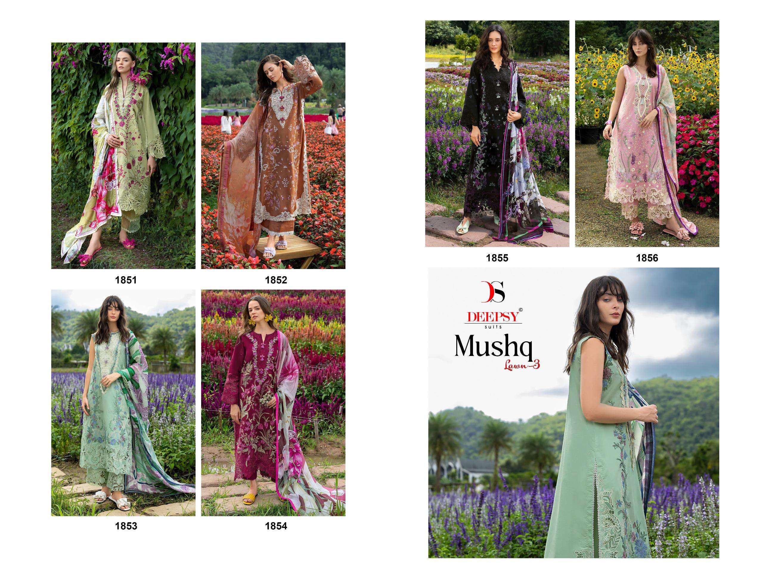DEEPSY SUITS MUSHQ LAWN COLLECTION VOL 3 COTTON HEAVY EMBROIDERY WORK PAKISTANI SUIT