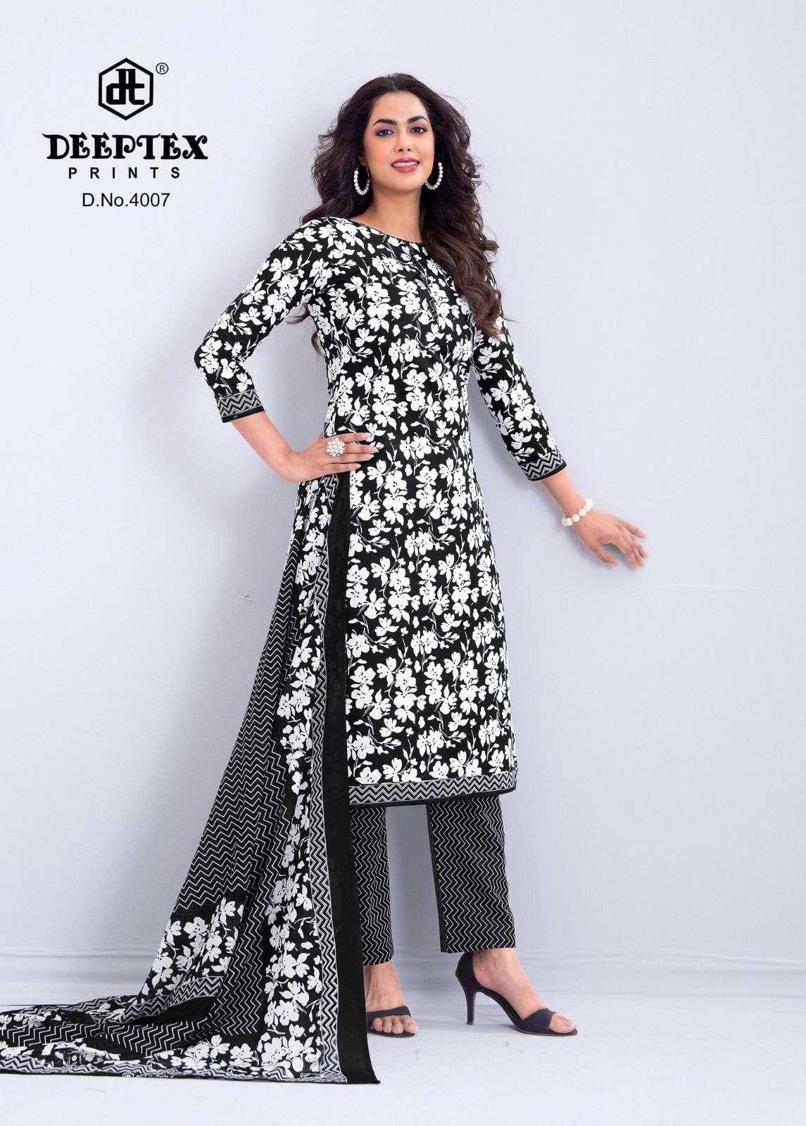 DEEPTEX PRINTS AALIZA BLACK & WHITE SPECIAL VOL 4 COTTON PRINTED LADIES SALWAR SUIT