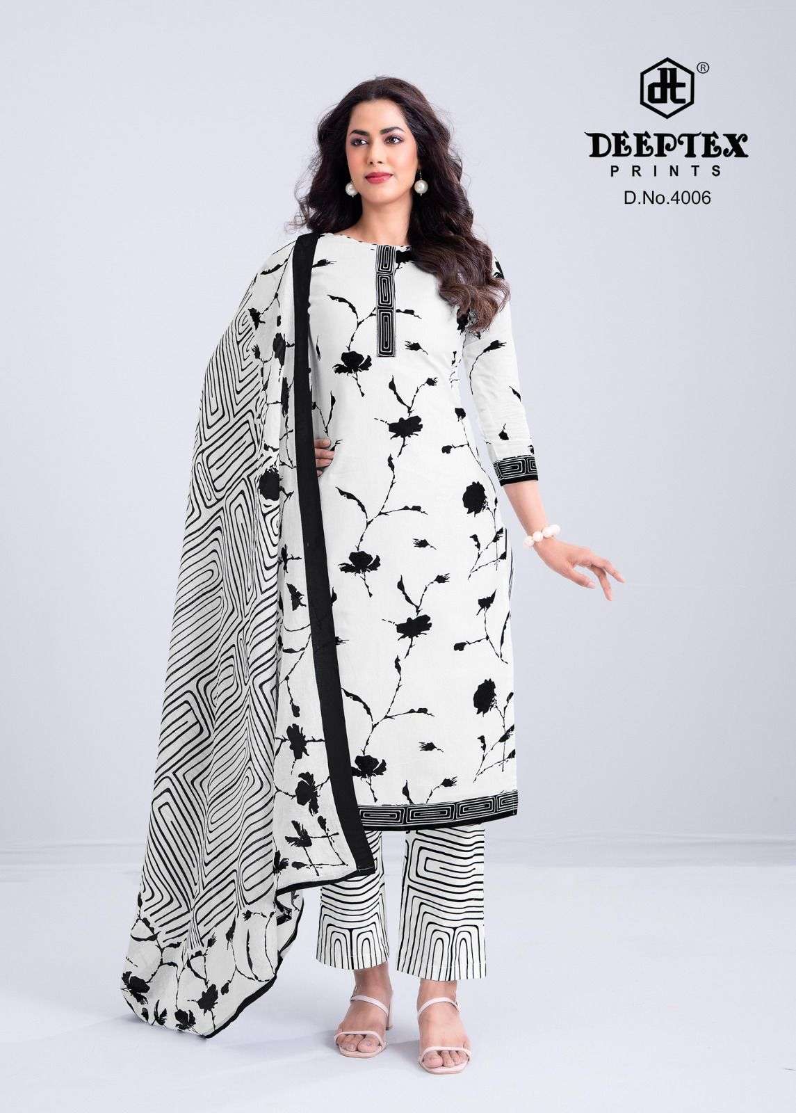 DEEPTEX PRINTS AALIZA BLACK & WHITE SPECIAL VOL 4 COTTON PRINTED LADIES SALWAR SUIT