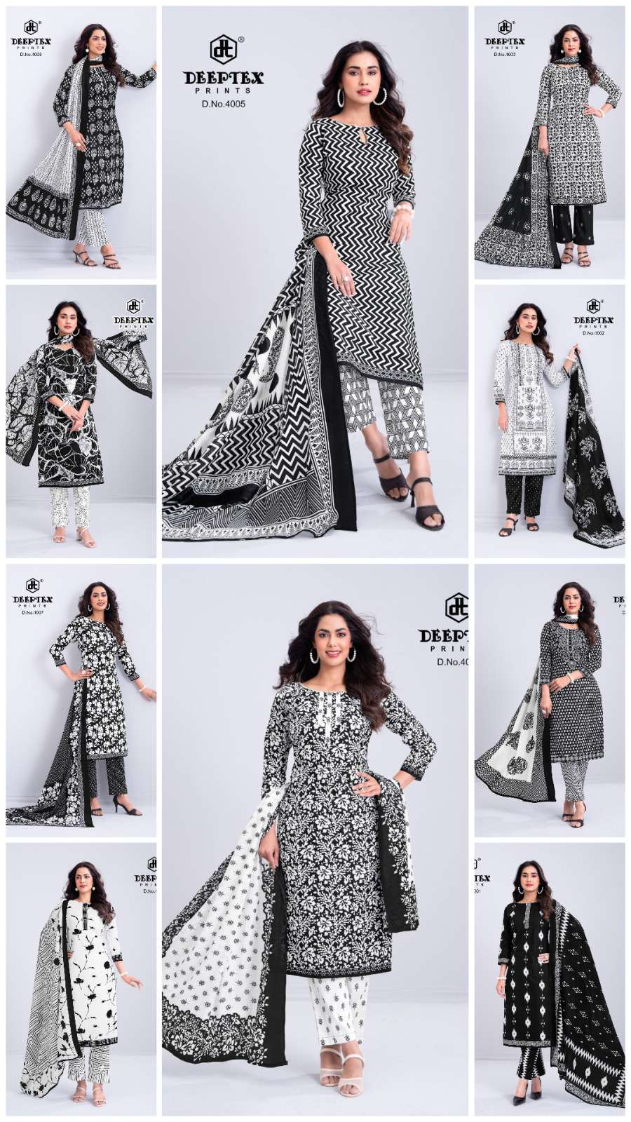 DEEPTEX PRINTS AALIZA BLACK & WHITE SPECIAL VOL 4 COTTON PRINTED LADIES SALWAR SUIT