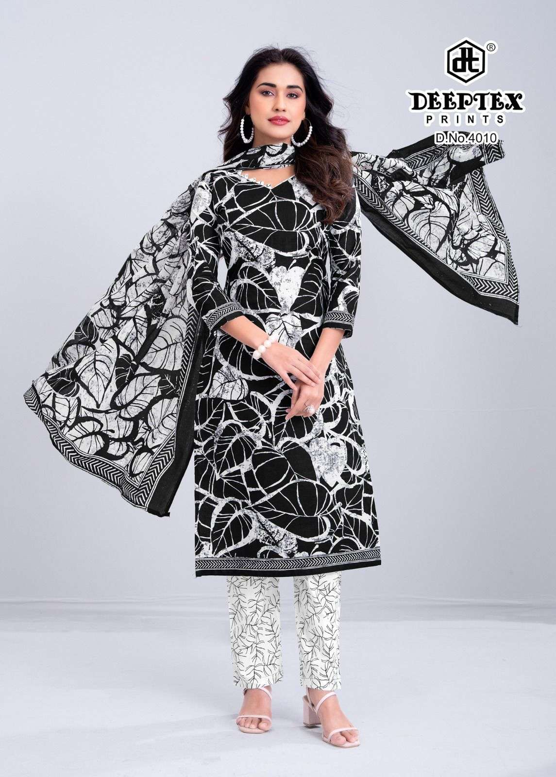 DEEPTEX PRINTS AALIZA BLACK & WHITE SPECIAL VOL 4 COTTON PRINTED LADIES SALWAR SUIT