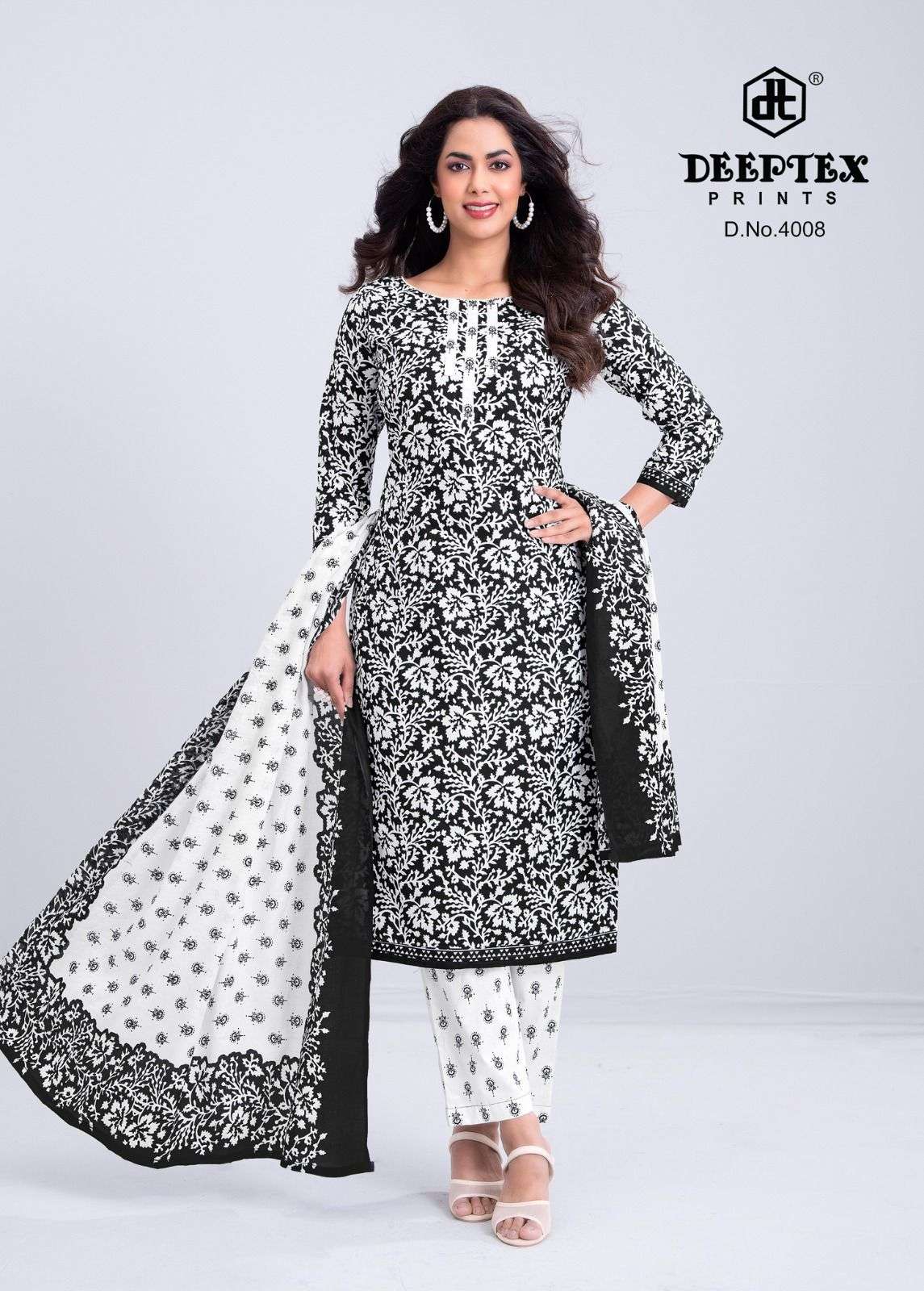 DEEPTEX PRINTS AALIZA BLACK & WHITE SPECIAL VOL 4 COTTON PRINTED LADIES SALWAR SUIT
