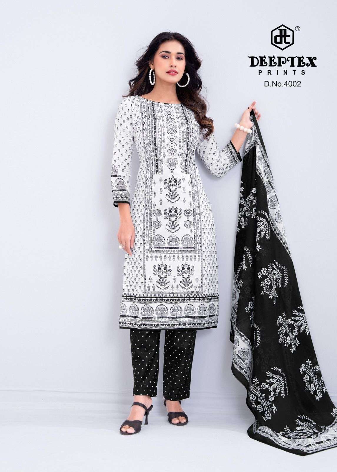 DEEPTEX PRINTS AALIZA BLACK & WHITE SPECIAL VOL 4 COTTON PRINTED LADIES SALWAR SUIT