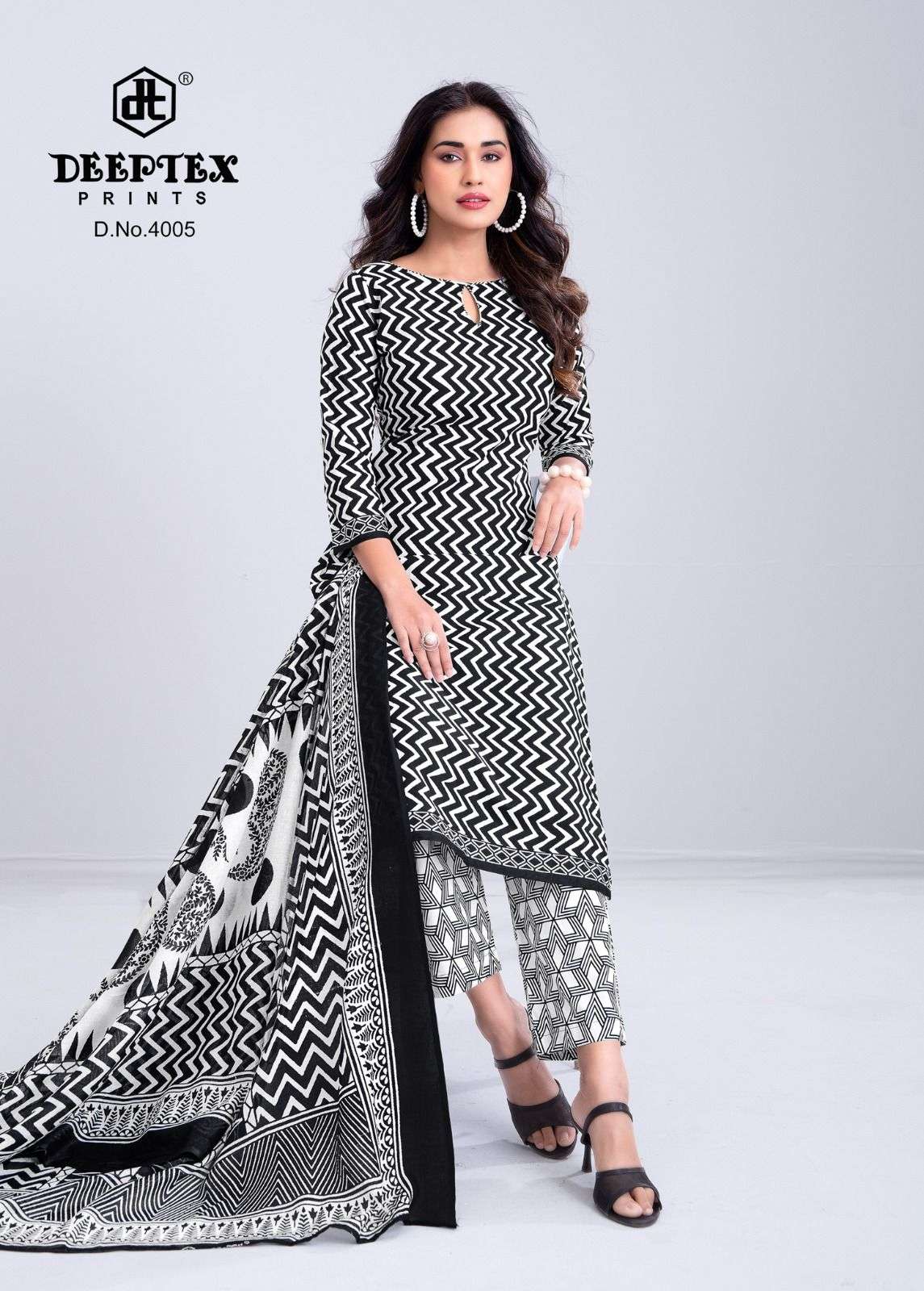 DEEPTEX PRINTS AALIZA BLACK & WHITE SPECIAL VOL 4 COTTON PRINTED LADIES SALWAR SUIT