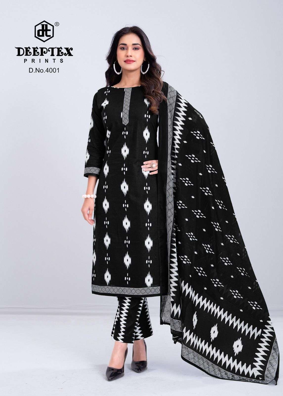 DEEPTEX PRINTS AALIZA BLACK & WHITE SPECIAL VOL 4 COTTON PRINTED LADIES SALWAR SUIT