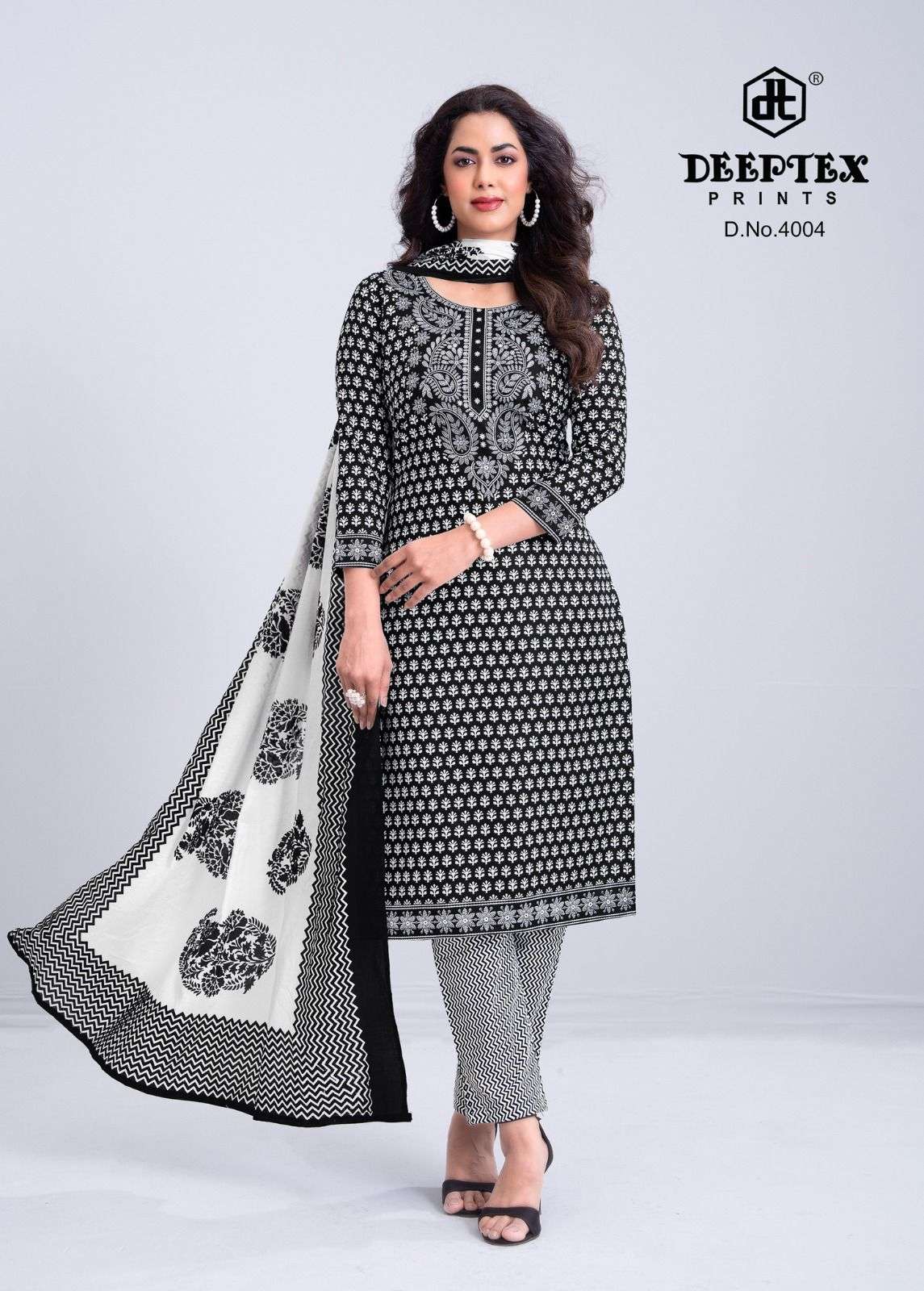 DEEPTEX PRINTS AALIZA BLACK & WHITE SPECIAL VOL 4 COTTON PRINTED LADIES SALWAR SUIT