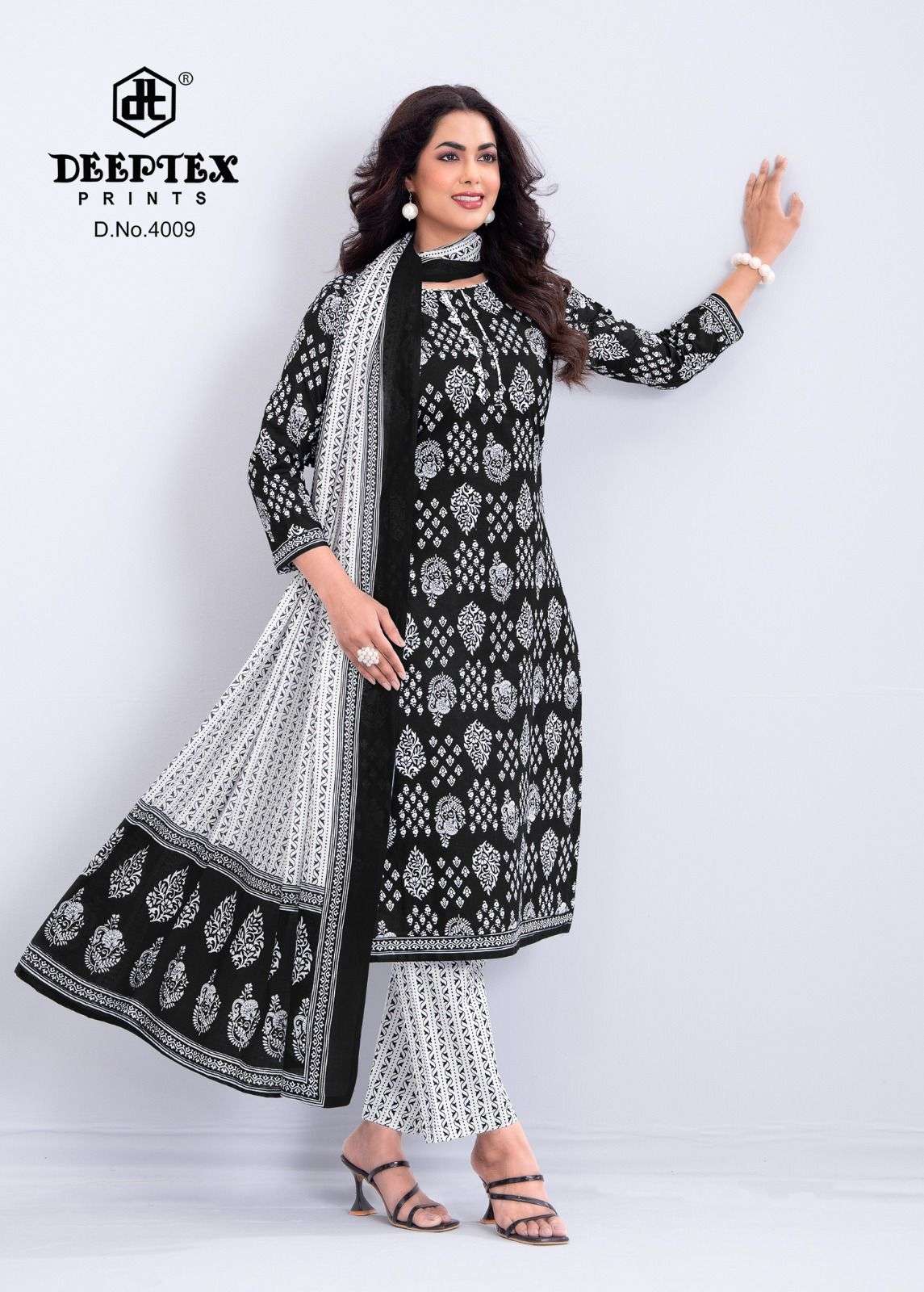 DEEPTEX PRINTS AALIZA BLACK & WHITE SPECIAL VOL 4 COTTON PRINTED LADIES SALWAR SUIT