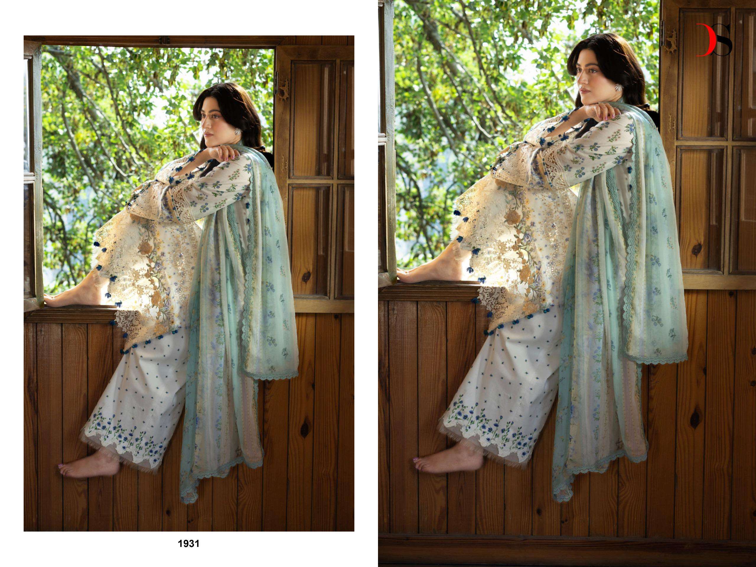DEEPTEX PRINTS ELAF CHIKANKARI COTTON HEAVY EMBROIDERY DESIGNER WORK SUIT