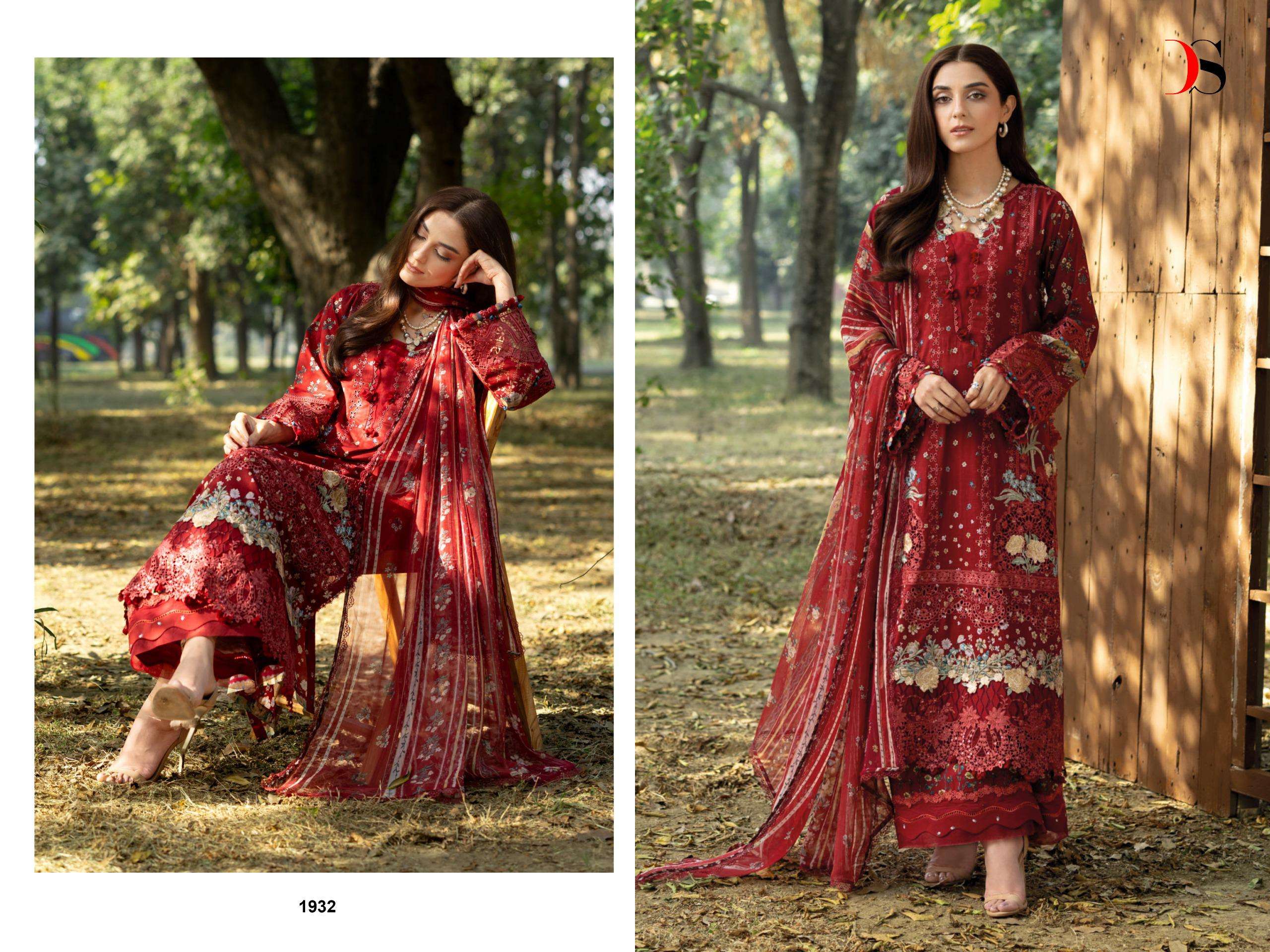 DEEPTEX PRINTS ELAF CHIKANKARI COTTON HEAVY EMBROIDERY DESIGNER WORK SUIT